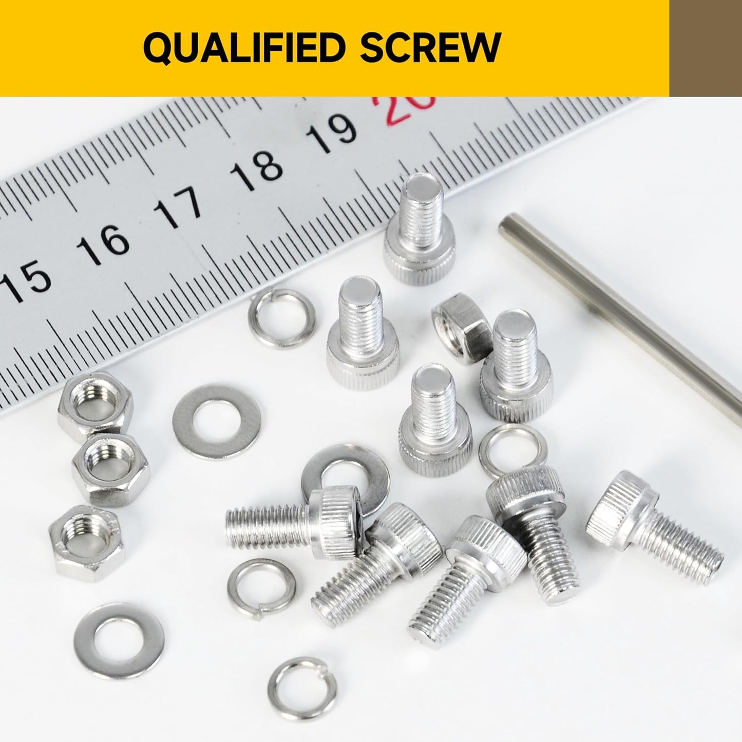 Mywish 900Pcs Metric Screw Assortment, M3 M4 M5 M6 Screw Assortment Kit 304 Stainless Steel Hex Socket Button Head Socket Cap Metric Screws Bolts & Flat Washers/Nuts/Hex Wrenches 16 Sizes 8MM to 20MM
