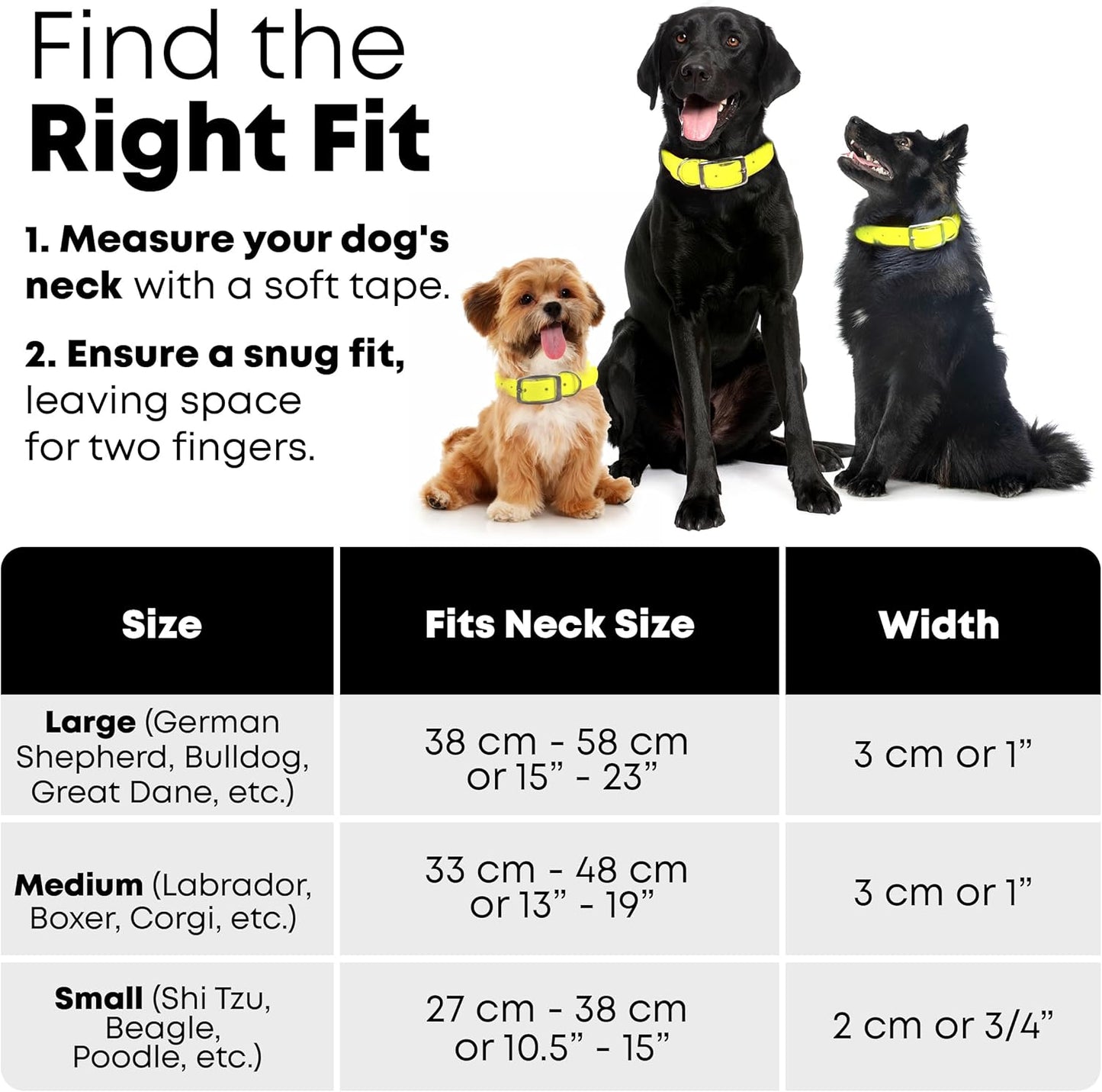 Regal Dog Products Medium Yellow Waterproof Dog Collar with Heavy Duty Double Buckle & D Ring | Vinyl Coated, Custom Fit, Adjustable Biothane Dog Collar | Chew Resistant Waterproof Collar for Dogs