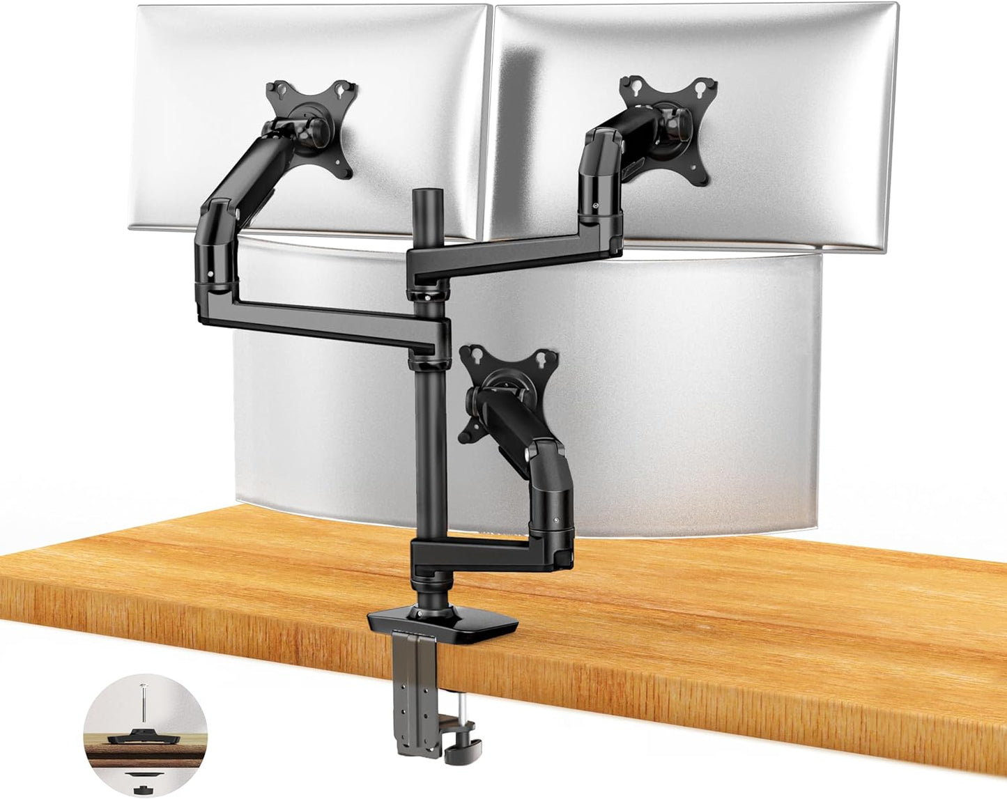 ErgoUnion Dual Monitor Stand for Desk, Vertical Dual Monitor Mount with Wide Range of Motion, Dual Monitor Arm for 17-40" Screen up to 25 lbs Each, Computer Monitor Stand for 2 Monitors - Black