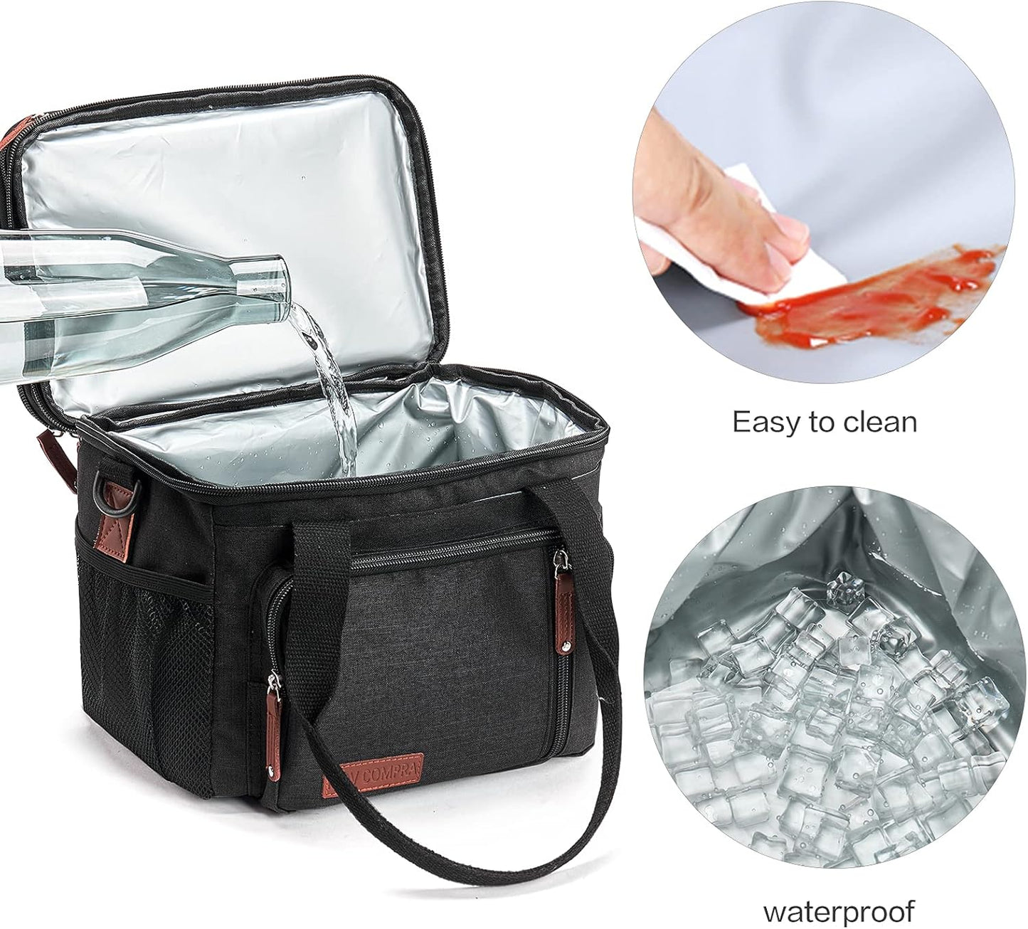 Lunch Bag Women Insulated Lunch Box for Work, Purple Expandable Large Lunch Bags, Leakproof Double Deck Lunch Box Cooler Bag(Purple)