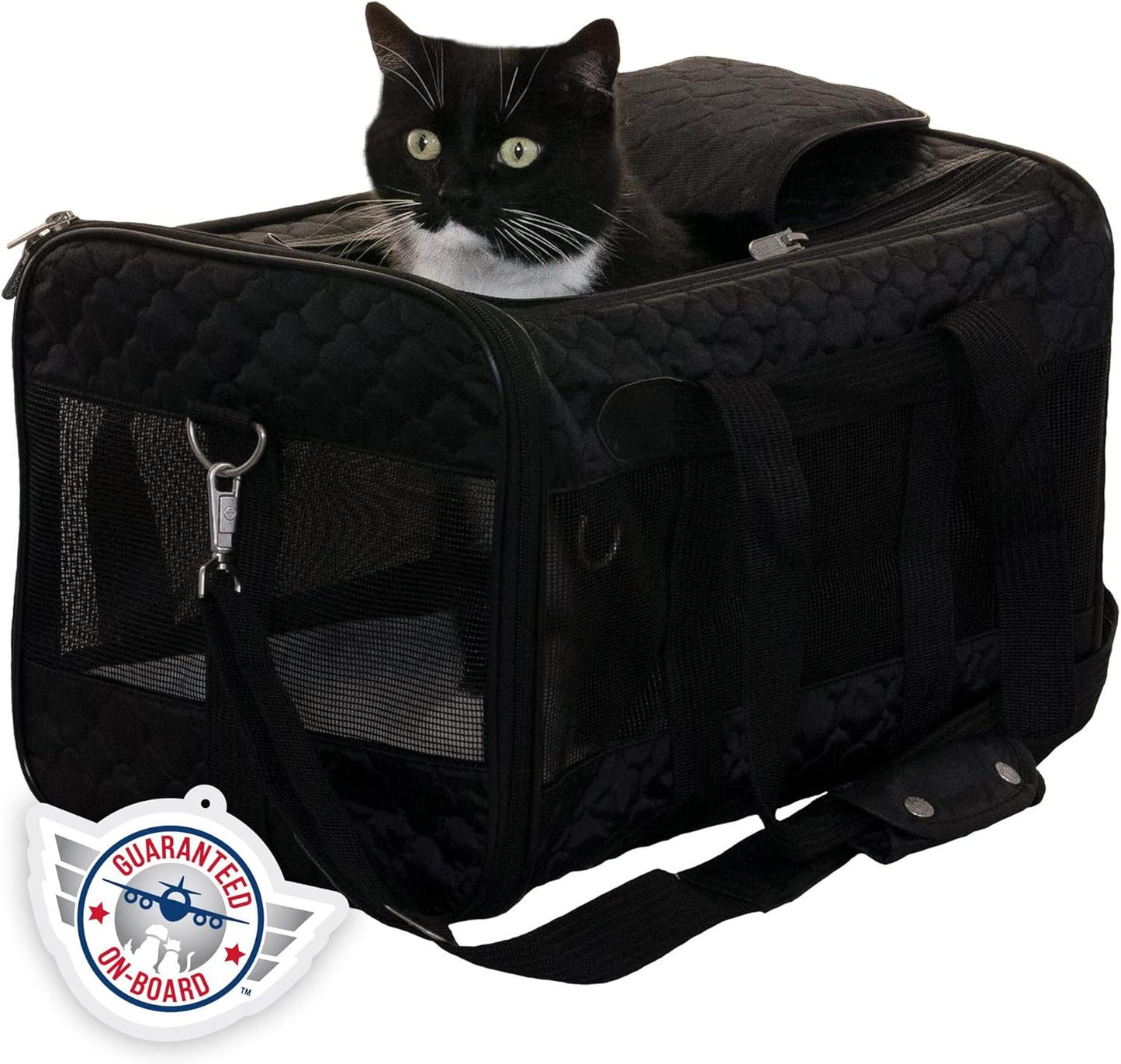 Sherpa Original Deluxe Travel Bag Pet Carrier, Airline Approved & Guaranteed-On-Board - Mesh Panels & Spring Frame, Locking Safety Zippers, Machine Washable Liner - Charcoal Gray, Medium