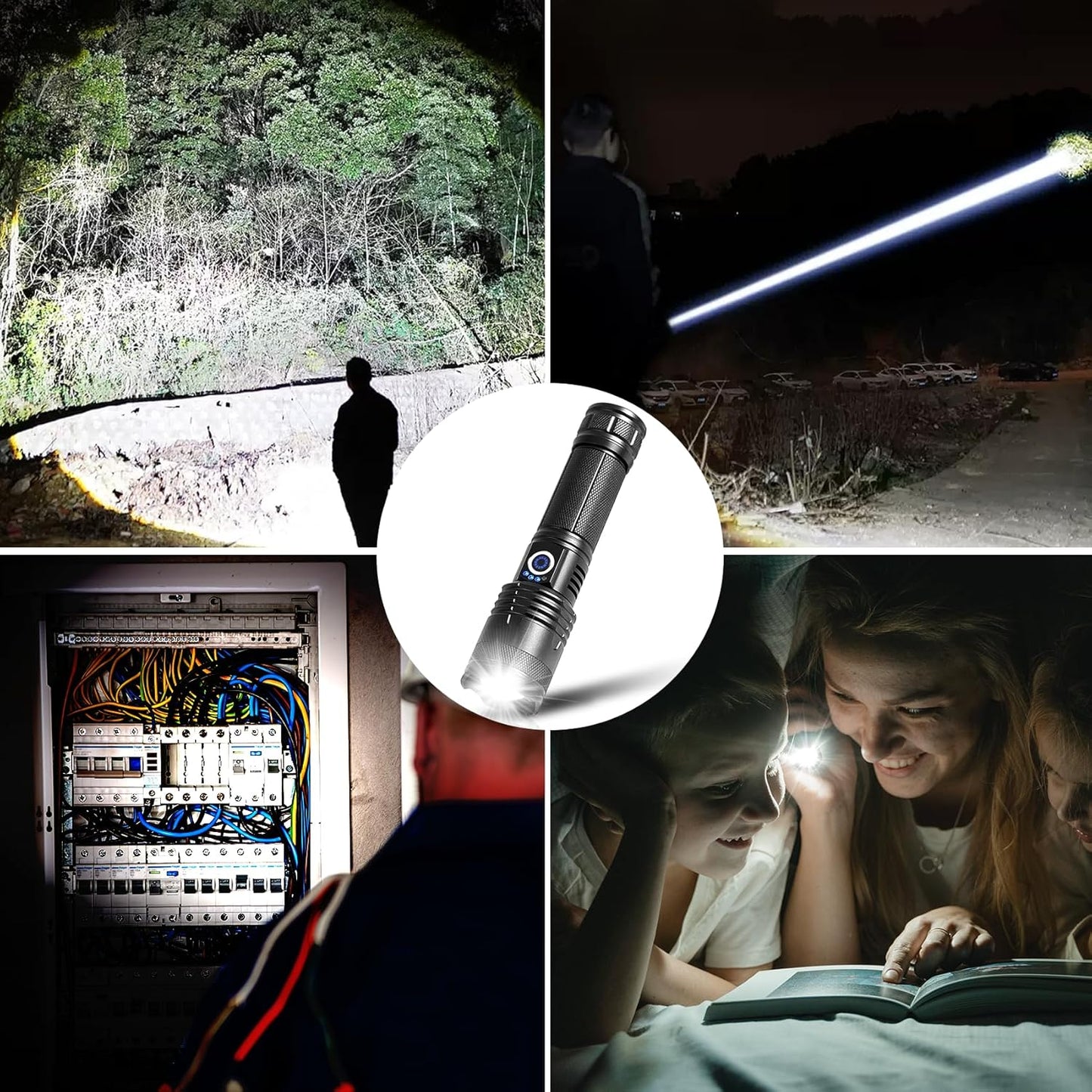 Flashlight Rechargeable 5 Modes of 10000 High Lumen,IPX6 Waterproof Flashlight,LED Flashlight Ultra Bright,Portable Flashlight for Outdoor Activities Such as Camping,Cycling,Mountain