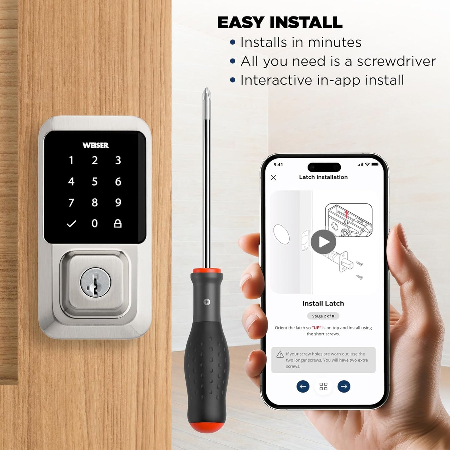 Weiser Halo Matte Black WiFi Smart Lock, Keyless Entry Door Lock, Touchscreen Keypad Door Lock, Amazon Alexa & Google Assistant/Google Home Compatible, Deadbolt Lock, Smart Locks for Entry Door