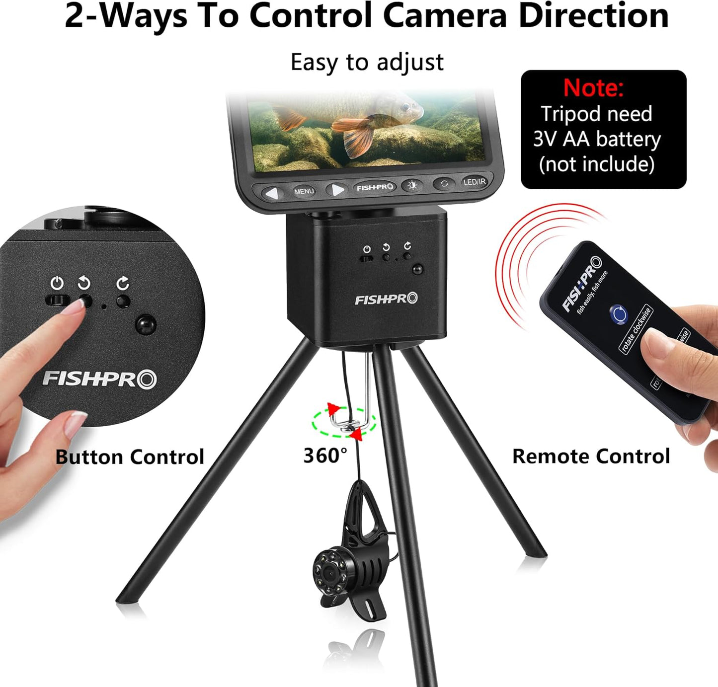 2026 Underwater Fishing Camera - FishPRO® 4.3'' 5,000mAh, (NO Need Learn) Ice Fishing Camera Fish Finder Gift for Men, 3-Grade IR, USB-C, 1000TVL, 50ft Cable, (Easy to Use for Any Age) Ice Fish Camera