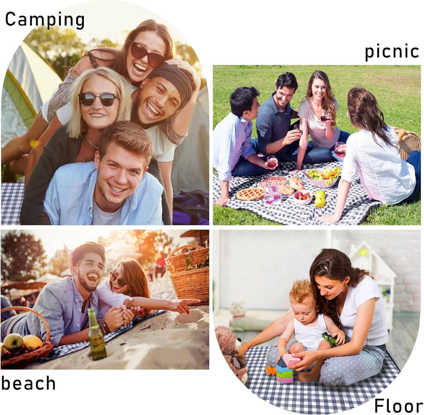 SAMSIER Large Outdoor Picnic Blankets Waterproof Foldable, Beach Blanket Sandproof Portable, Cute Picnic Mat Washable (Navy Blue, 60"×80")