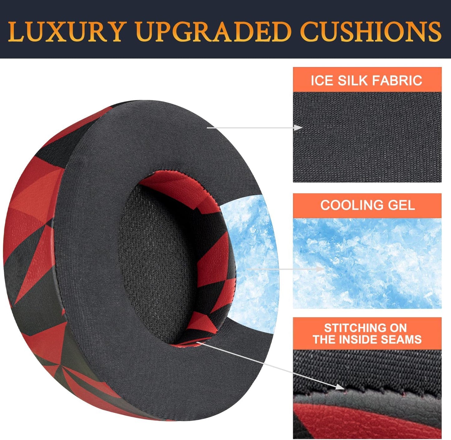 SOULWIT Cooling Gel Ear Pads Replacement for Corsair Virtuoso RGB Wireless XT SE Gaming Headset, Earpads Cushions with High-Density Noise Isolation Foam, Added Thickness - Black