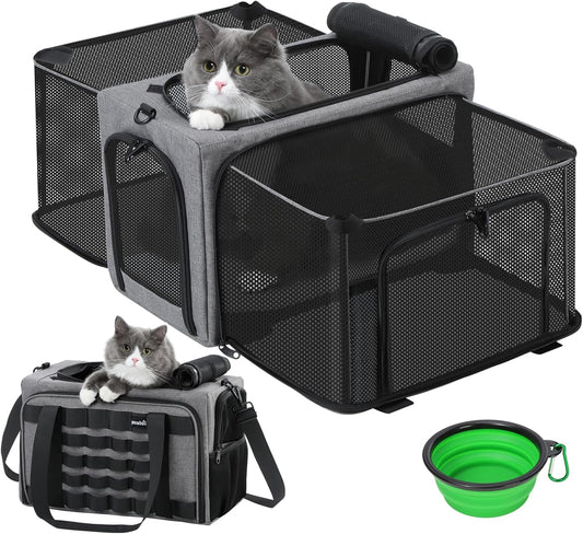 Approved Collapsible Cat Soft-Sided Carriers, Breathable Pet Carriers up to 5kg/12lbs, Portable Dog Carrier Great for Travel, Outdoor, Hiking, Camping(Gray)