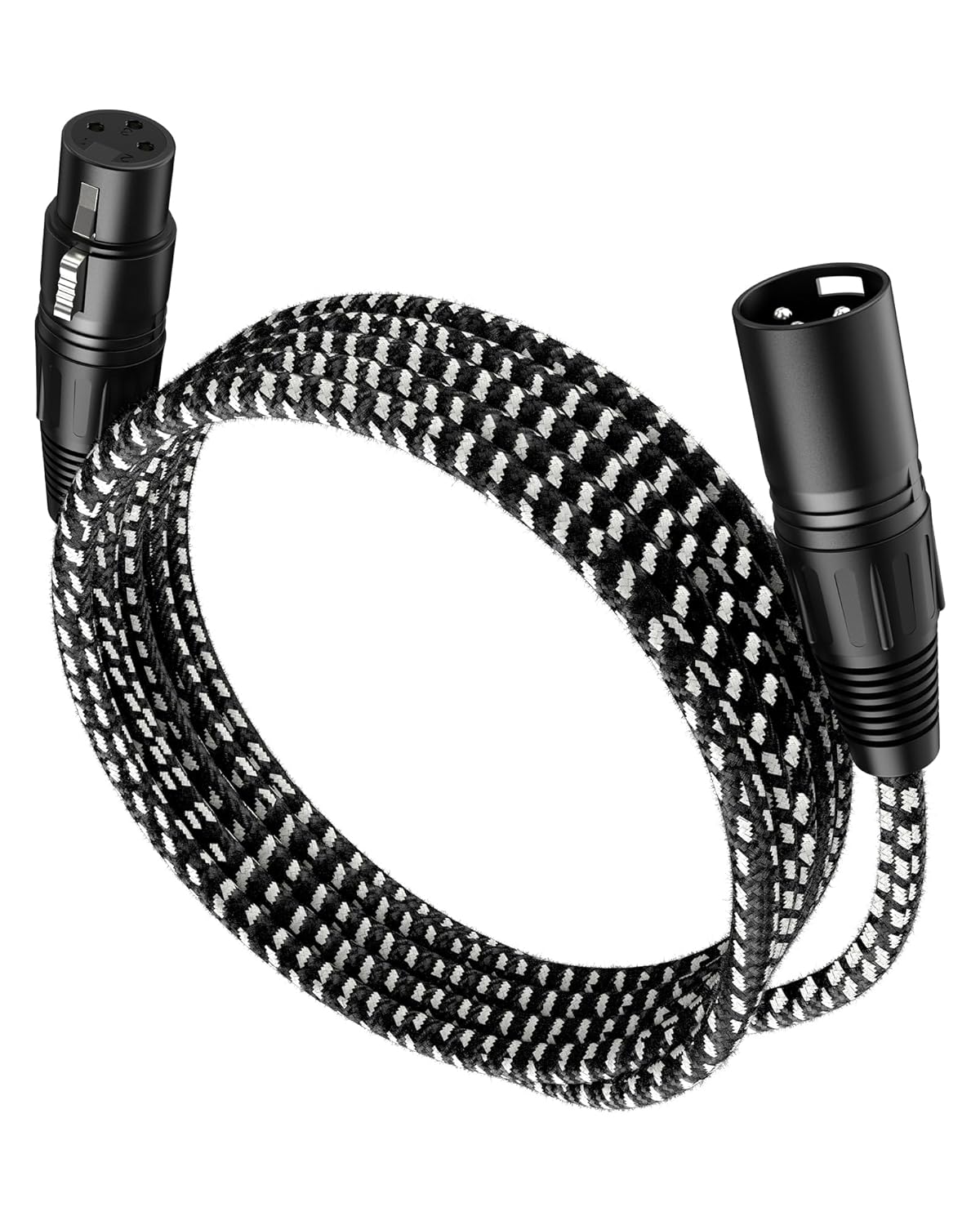 VANDESAIL XLR Cables 25ft 2 Pack, Durable Nylon Braided XLR Microphone Cable, Mic Cable, Shielded and Fully Balanced OFC Male to Female Cord for Recording Mixer Amplifie Speaker Black White