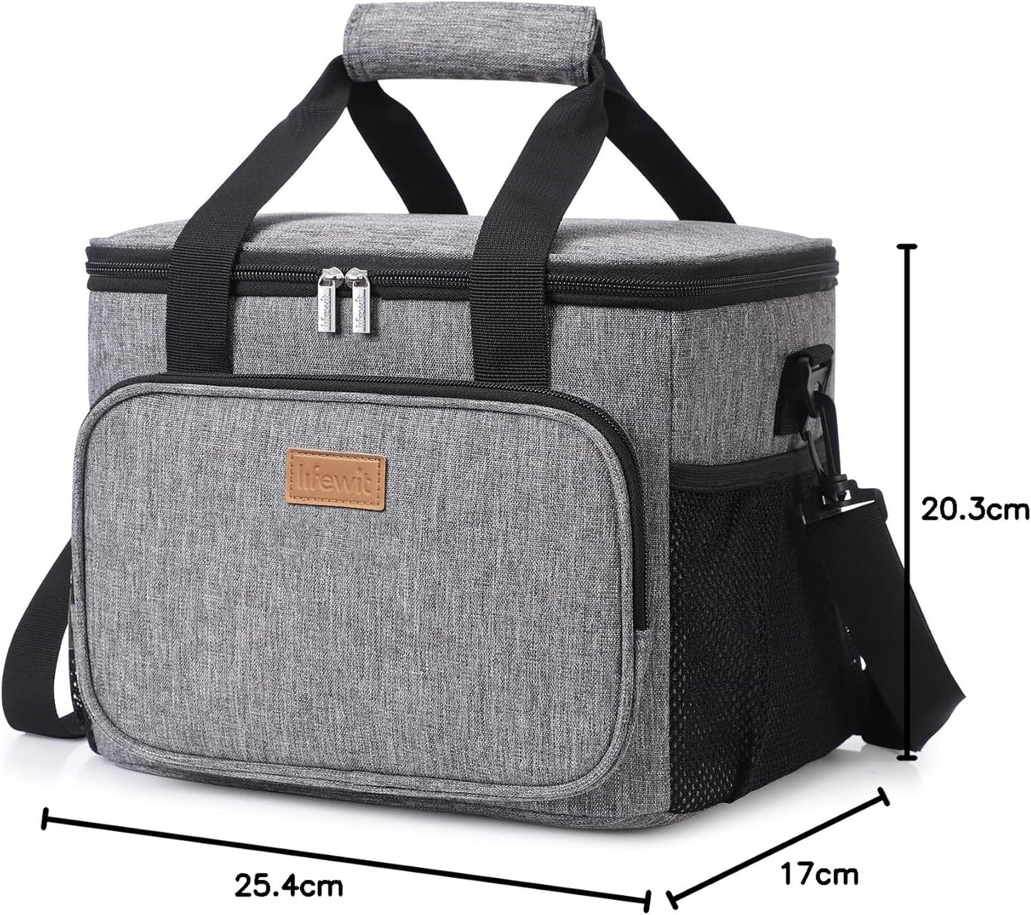 Lifewit Lunch Bag for Men, Insulated Lunch Box Leakproof Soft Cooler Cooling Tote for Adult Women, Waterproof Reusable Lunch Bags for Work Office Outdoor Picnic Camping, Black, 12-Can (9L)