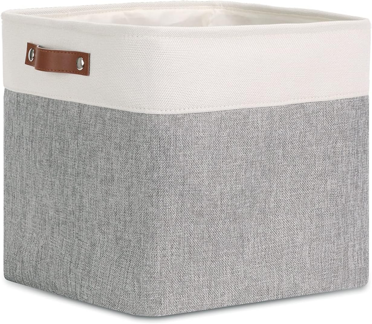 DULLEMELO Storage Baskets for Shelves, Fabric Collapsible Rectangular Storage Bins for Shelves, Closets, Nursery, Home, Office, Empty Gift Baskets (White&Teal)