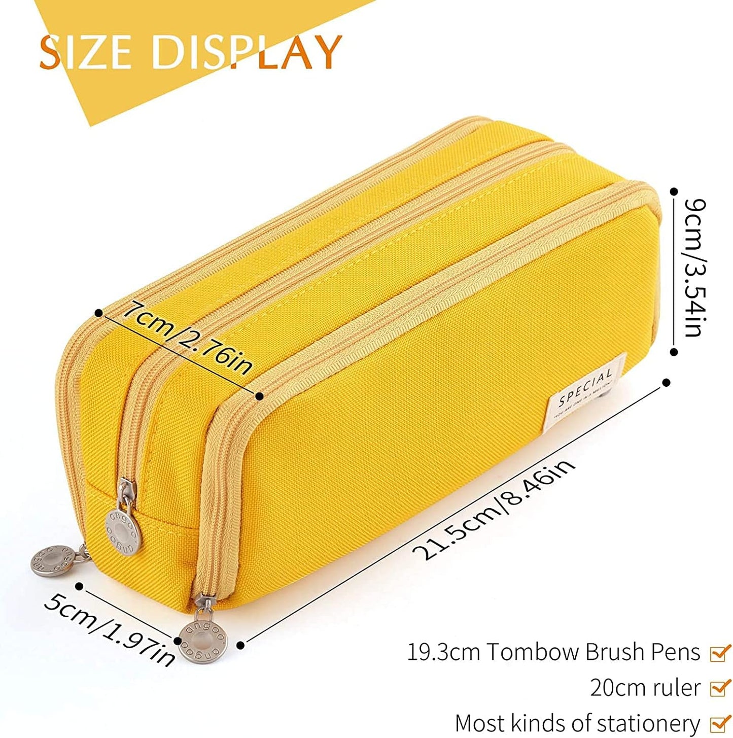 Big Capacity Pencil Case, OLIYuMi 3 Compartment Pencil Pouch Pencil Bag Storage Box Stationery Organizer Makeup Bag with Zipper Closure for Student Office College Boys and Girls (Pink)