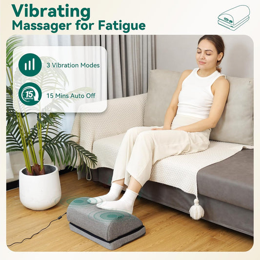 Snailax Foot Rest Under Desk at Work, 2 Heating Levels, 3 Vibrating Massage Modes, Heated Ergonomic Foot Stool with Adjustable Height, Office & Gaming Home Use, Grey