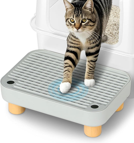 Aothey Cat Ramp, Cat Step, Cat Litter Mat with Wooden Base, Anti-Tracking & Easy to Clean, Ideal for Small & Elderly Cats