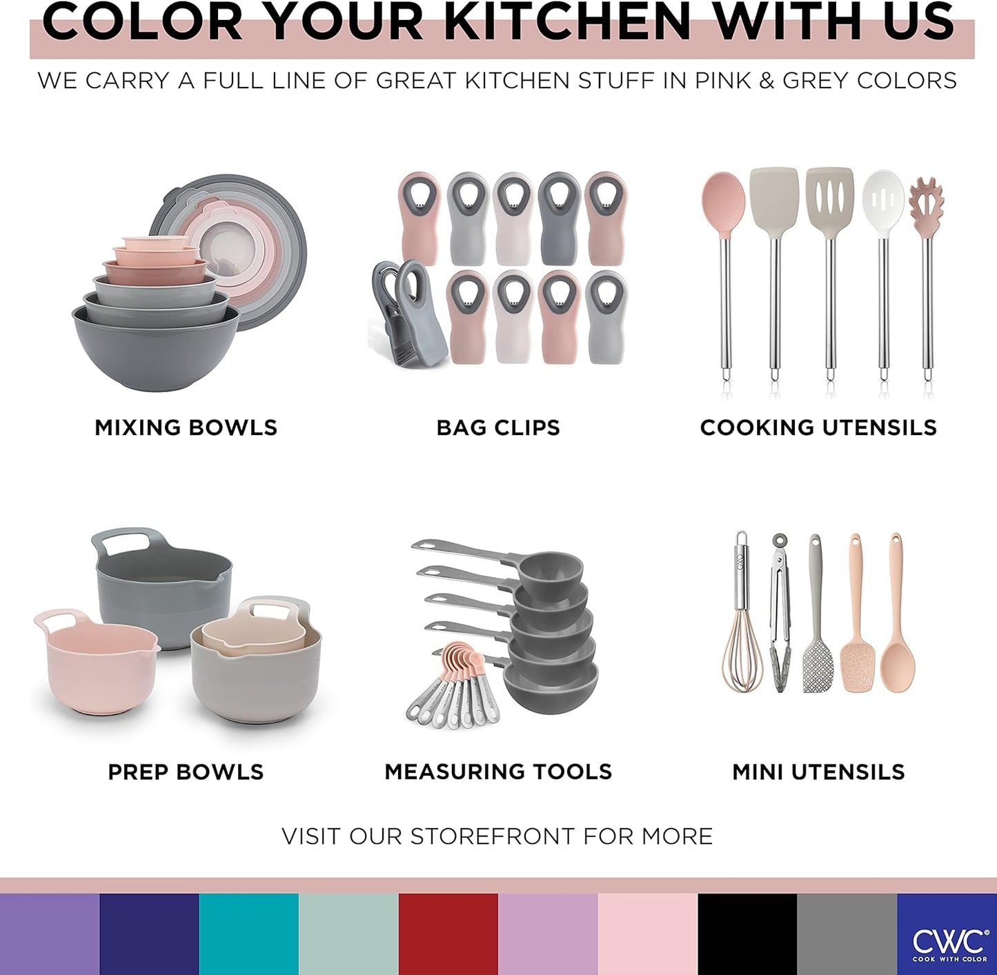 COOK WITH COLOR Prep Bowls with Lids- 8 Piece Nesting Plastic Small Mixing Bowl Set with Lids (Teal Ombre)