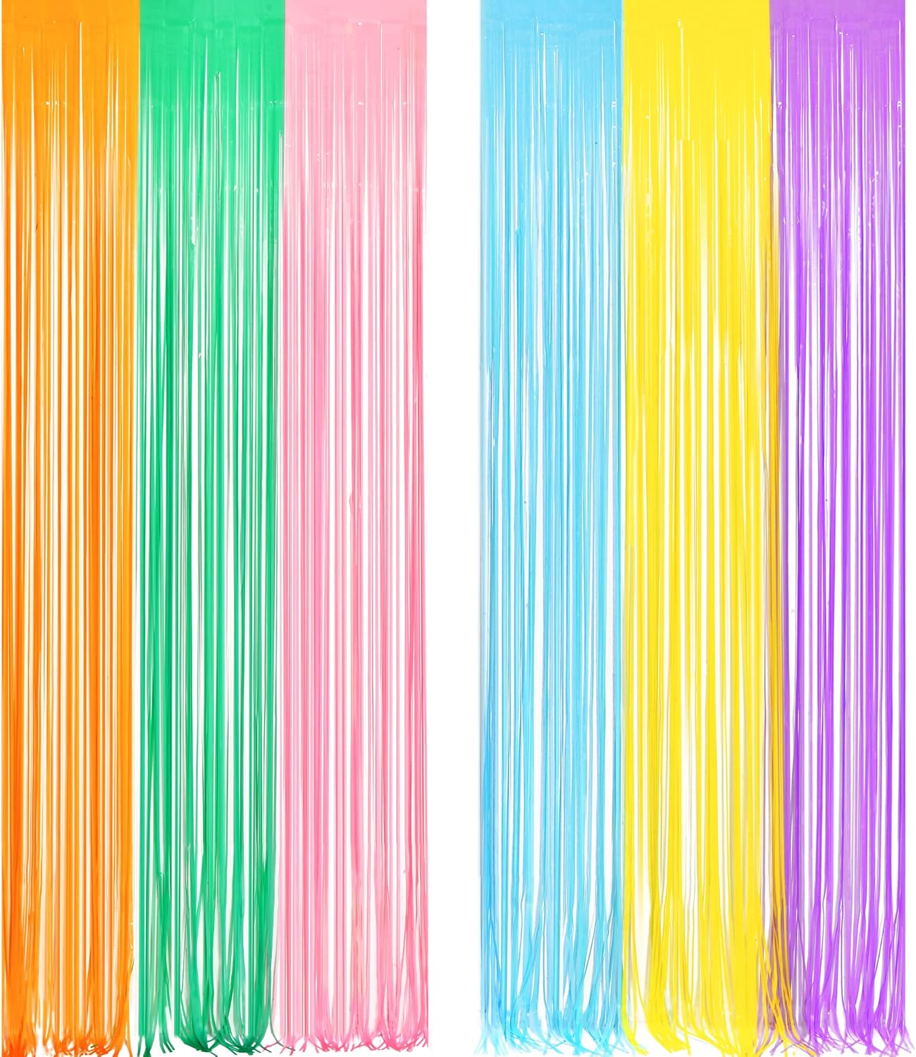 GREATRIL Iridescent Party Tinsel Fringe Backdrop Decorations - Holographic Foil Streamers Curtain for Mermaid/Under The Sea/Frozen/Ocean/Disco/Birthday Themed 3.2ft x 6.5ft - 2 PCS