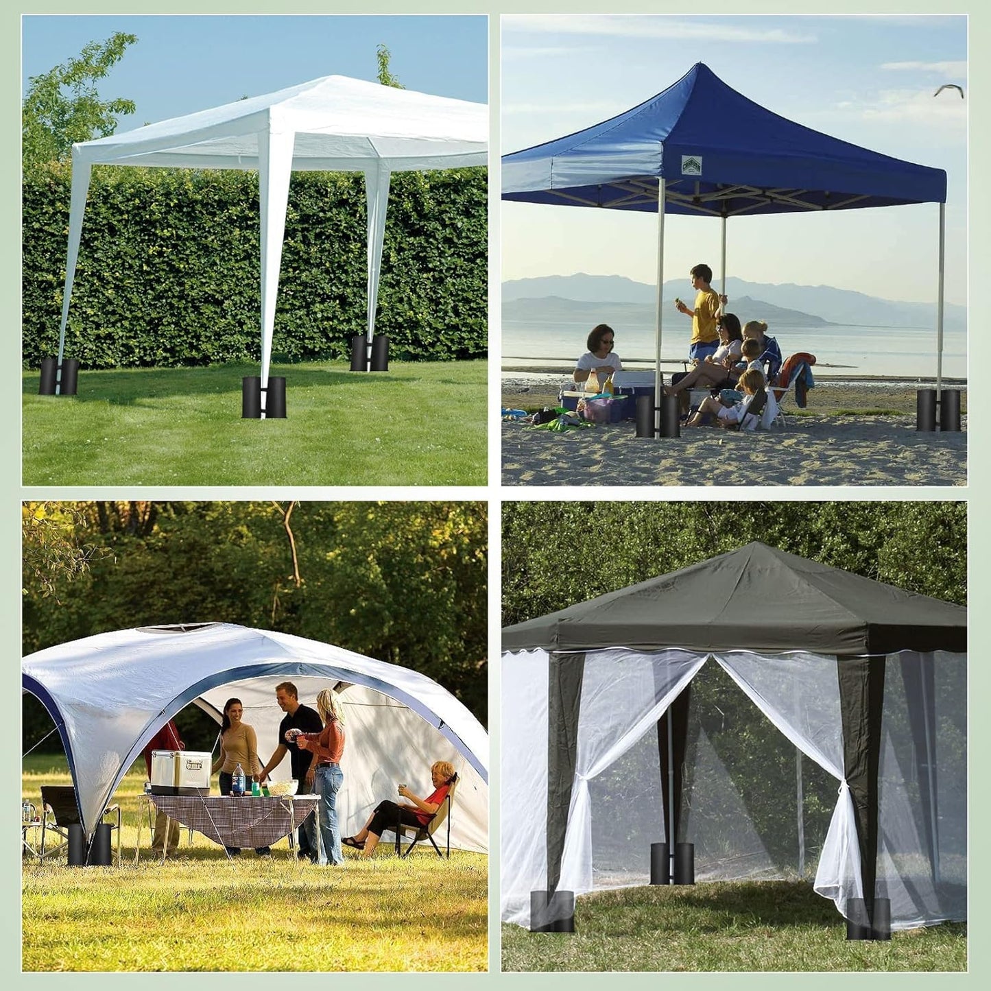 4 Pack Canopy Weight Bags, 1680D Oxford Cloth Heavy Duty Gazebo Sandbags, 112 LBS Gazebo Tent Sand Bags for Pop up Tent, Sun Shelter, Patio Umbrella Stand, Pool Ladder (Black)