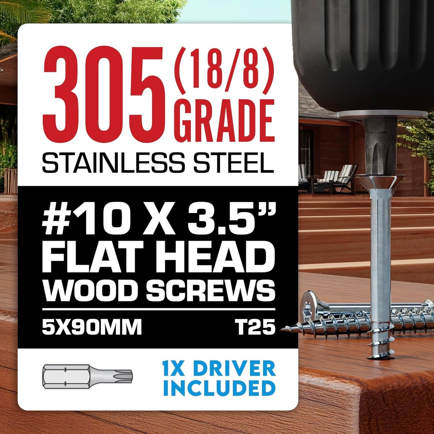 #10 x 3 Inch Stainless Steel Deck Screws 350 Pieces | T25 Star Torx Drive Flat Head | 304 Grade Stainless Steel Wood Screws High Corrosion Resistance by Allen's Trading Co. Eagle Claw Fasteners
