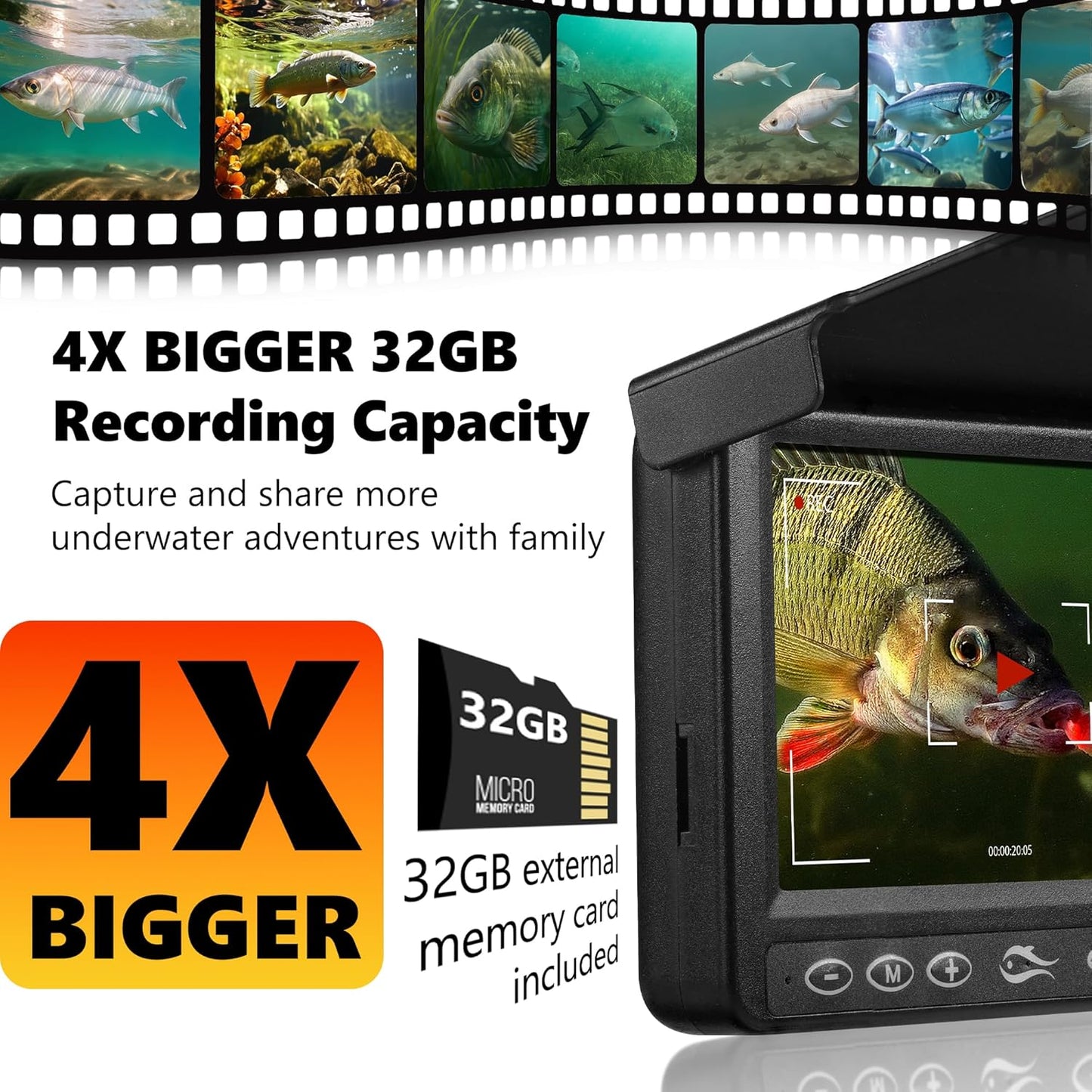FishPRO Underwater Fishing Camera - MOQCQGR 4.3'' (NO Need Learn) Ice Fishing Camera Underwater, 3-Grade IR Lighting, 4X Zoom, 1000TVL Ice Fishing Fish Finder for Boat Lake Kayak Ice Fishing