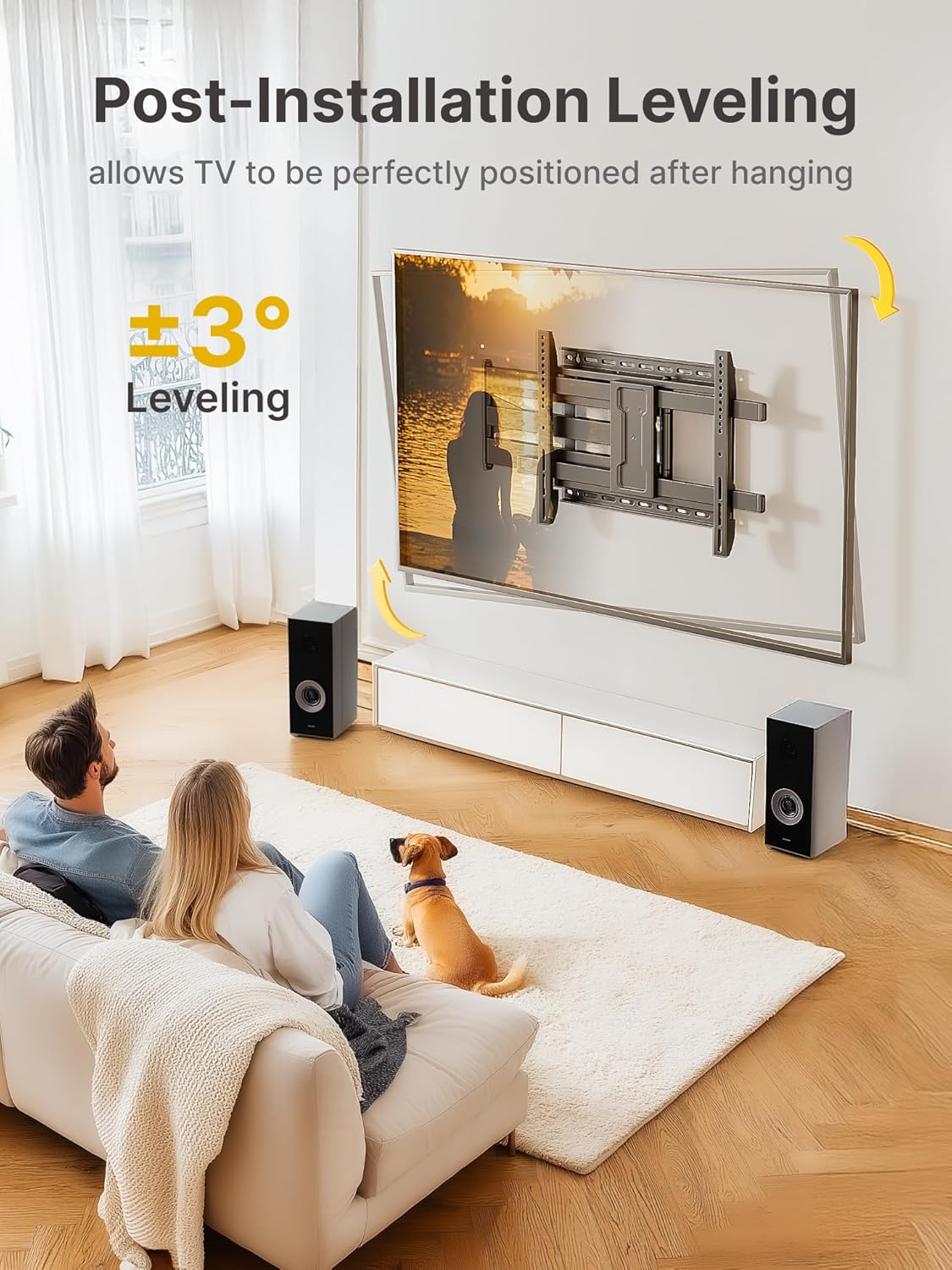monTEK Long Arm TV Wall Mount for Most 43-90 Inch TVs, 42.5 Inch Long Extension TV Mount Swivel and Tilt, Full Motion Wall Mount TV Bracket Fit Max VESA 800 x 400mm, Up to 132 lbs, 16”,18” Studs