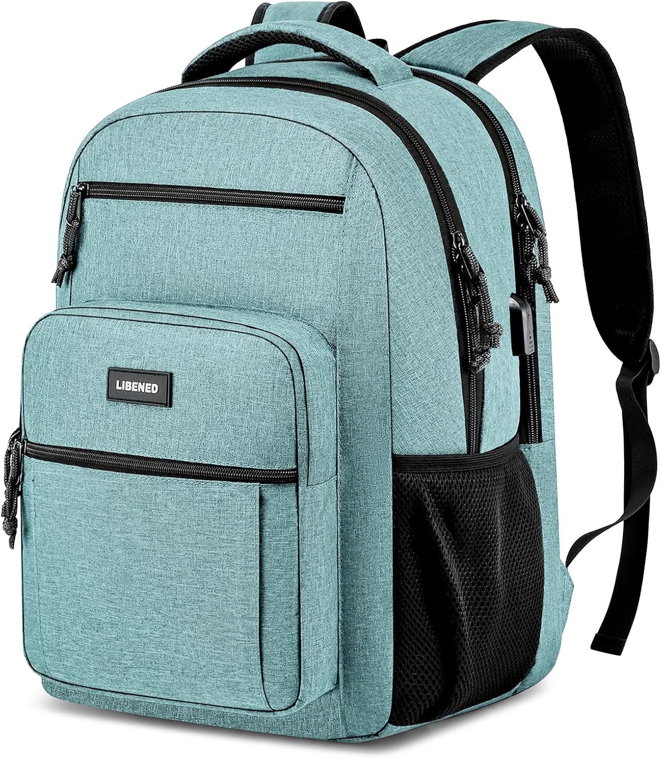 School backpack for Teen Boys, Backpack for Men,15.6 inch Laptop Backpack with USB Charging Port, Large Computer Bookbag with Compartments, Ergonomic Straps, Black