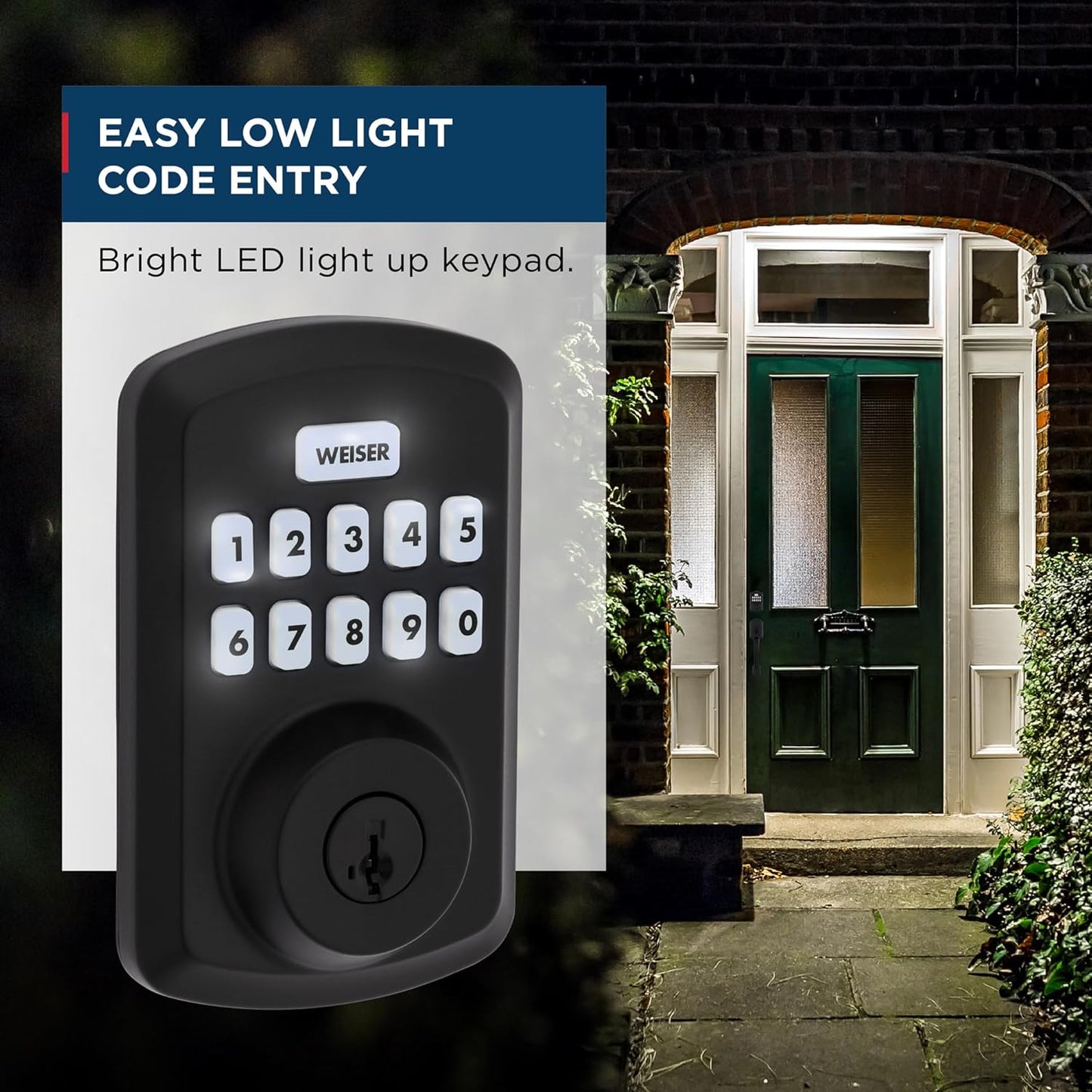 Weiser Powerbolt 3 Matte Black Keyless Entry Door Lock/Deadbolt Lock, 10-Button Keypad Door Lock with Auto Lock and 12-Month Battery Life, Electronic Door Locks for Front Door, Home Décor