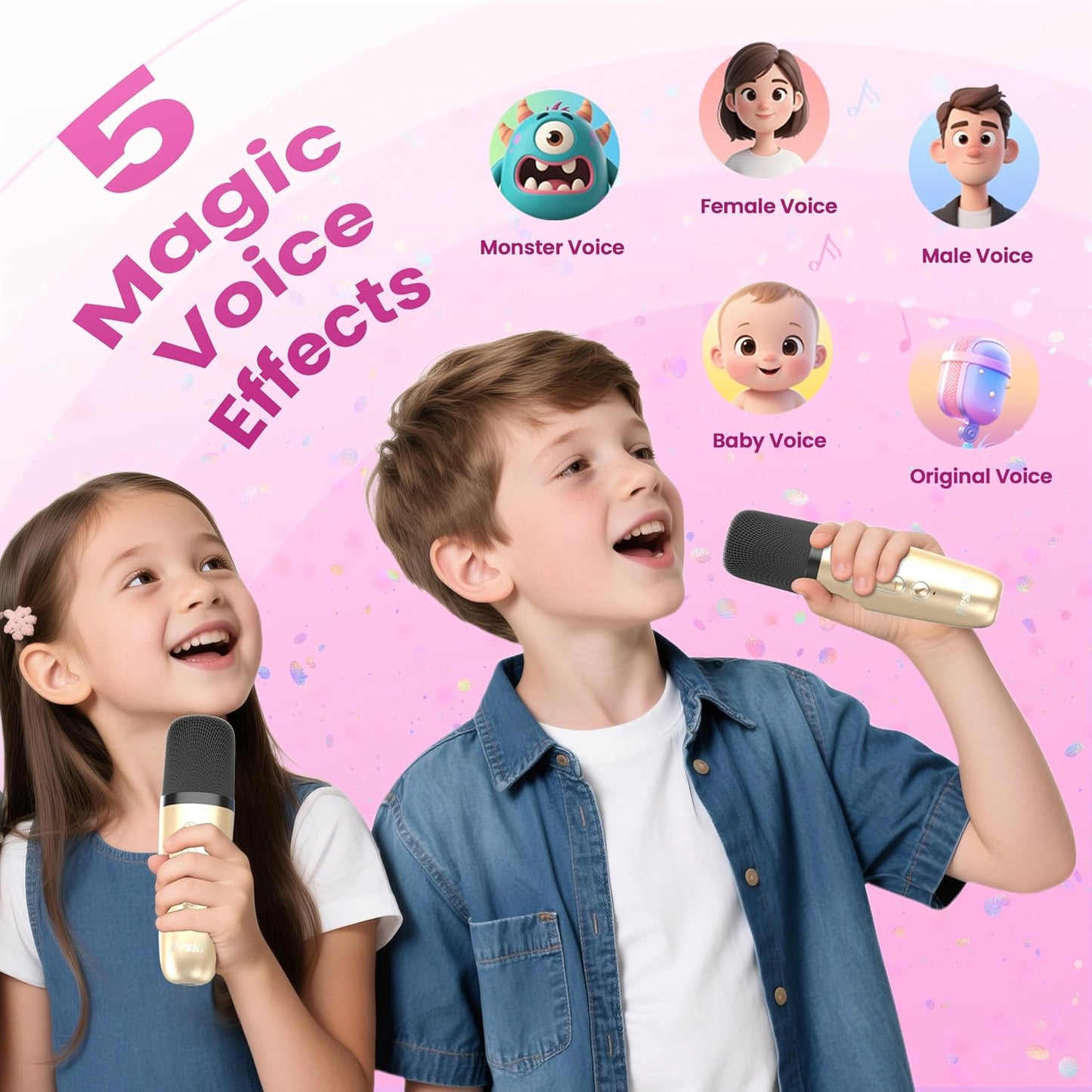 Karaoke Machine for Kids Adults, Portable Bluetooth Mini Karaoke Microphone Singing Speaker Karaoke Player with 2 Wireless Mic Toys for All Smartphones,Birthday, Family,Home Party (Purple)