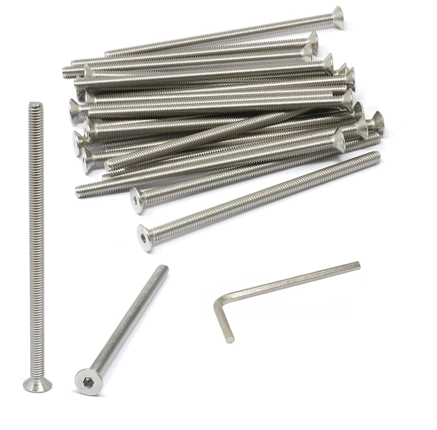 iexcell 5 Pcs M8 x 80mm Thread Pitch 1.25 mm Stainless Steel 304 Hex Socket Flat Head Cap Screws Bolts Kit