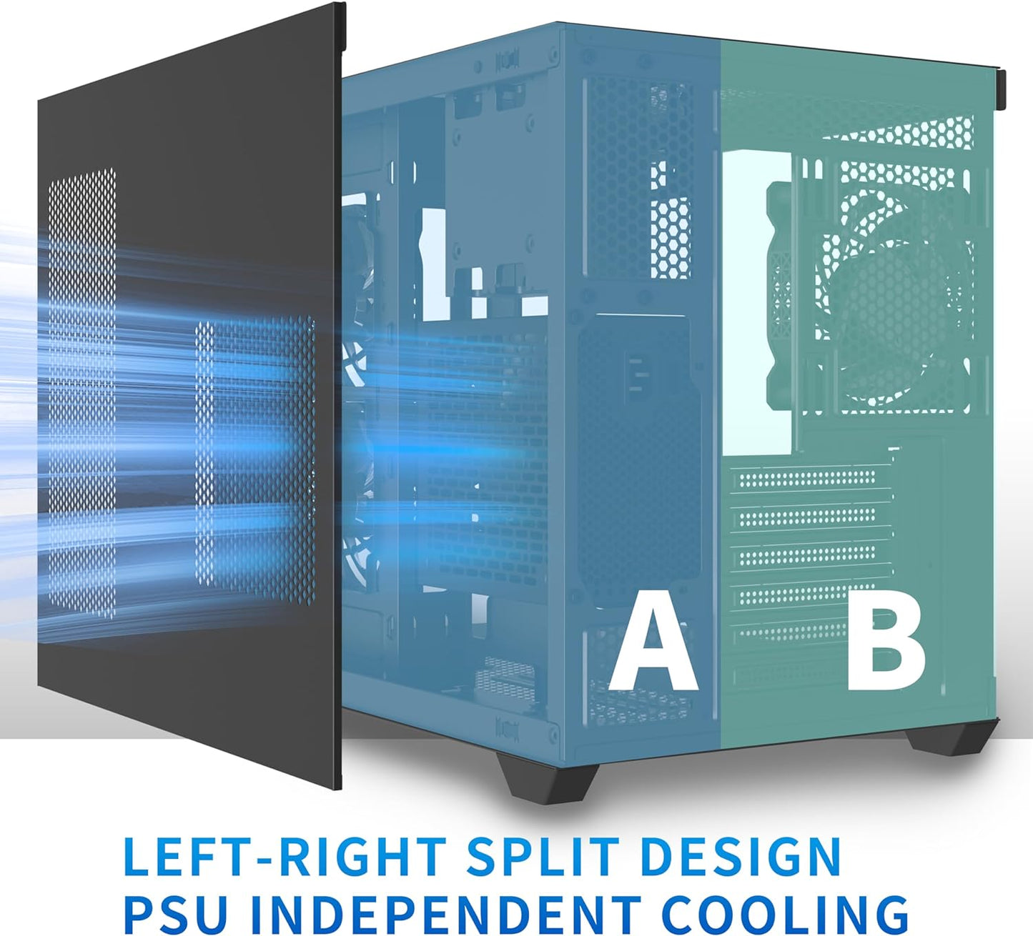 MUSETEX ATX PC Case, 360MM RAD Support, 3 x 120mm Fans Pre-Installed, 270° Full View Tempered Glass Gaming PC Case with Type-C, Mid Tower ATX Computer Case, Black, Y6