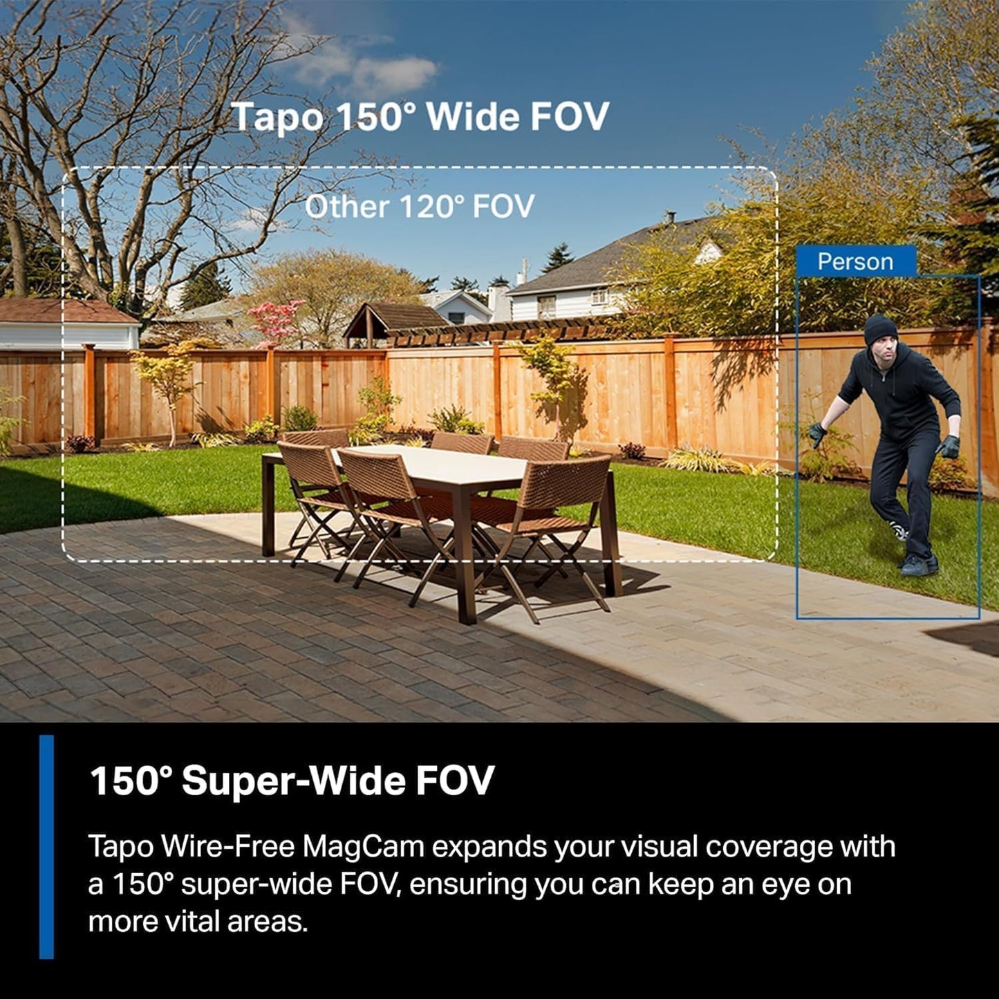 TP-Link Tapo SolarCam 2K, Outdoor Battery Camera w/Solar Panel Base, Wireless Camera, 2K QHD, 150° Super-Wide FOV, Free Person/Vehicle/Pet Detection, SD/Cloud Storage, Starlight Color Night Vision