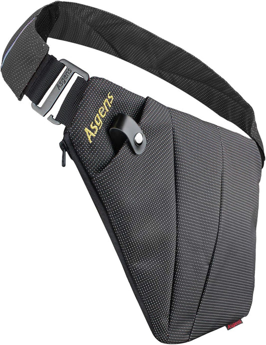 Asgens Anti-theft Hidden Bags Multi-purpose Security Bag Adjustable Underarm Shoulder Armpit Messenger bag Sports Leisure Chest Bag Portable Backpack (Black Right Hand)