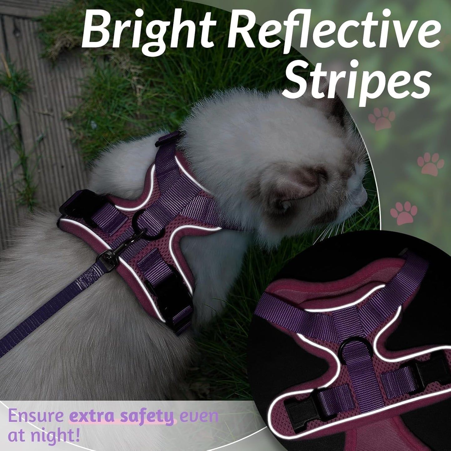 rabbitgoo Cat Harness and Leash for Walking, Escape Proof Soft Adjustable Vest Harnesses for Small Medium Cats, Easy Control Breathable Reflective Strips Jacket, XS, Black