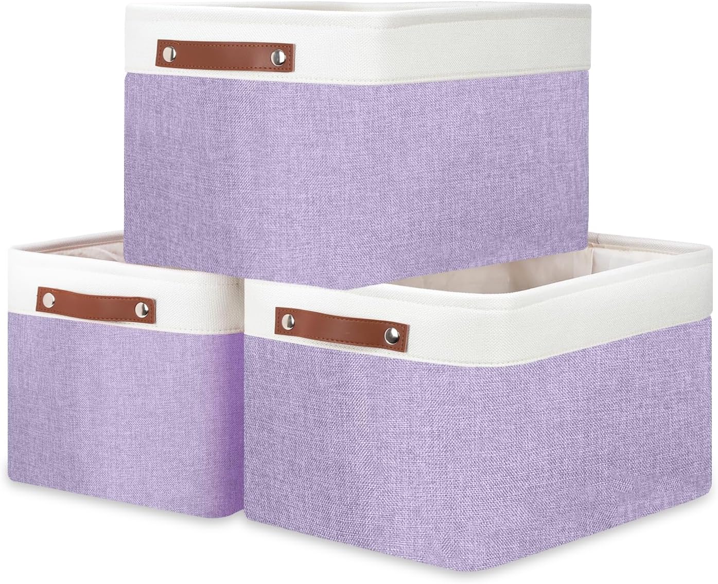 DULLEMELO Storage Baskets for Shelves, Fabric Collapsible Rectangular Storage Bins for Shelves, Closets, Nursery, Home, Office, Empty Gift Baskets (White&Teal)