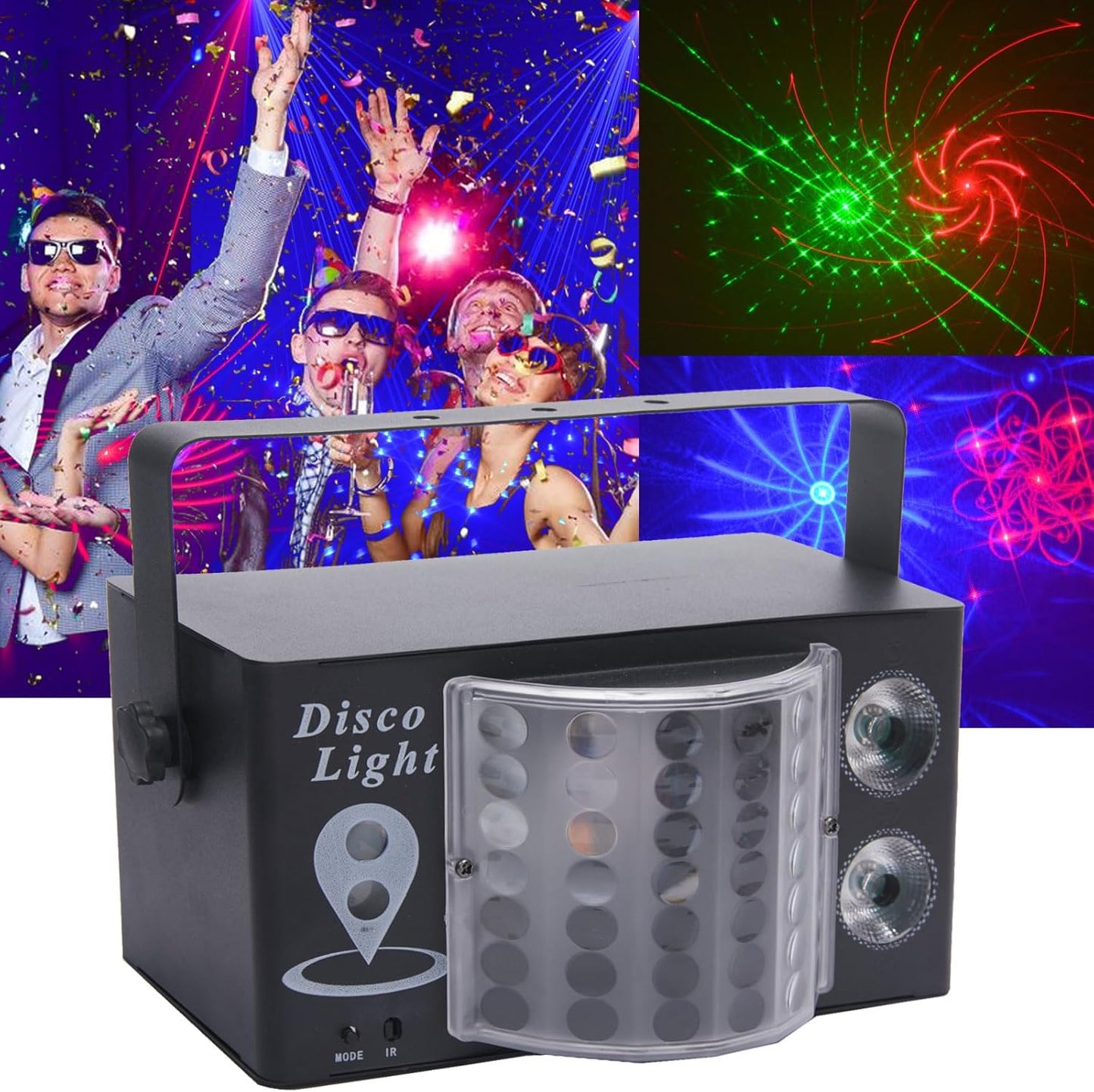 DJ Disco Light, Stage Party Lights, Rechargeable Laser Light Sound Activated RGB Led Flash Strobe Projector with Remote Control for Christmas Karaoke Pub KTV Bar Birthday Wedding