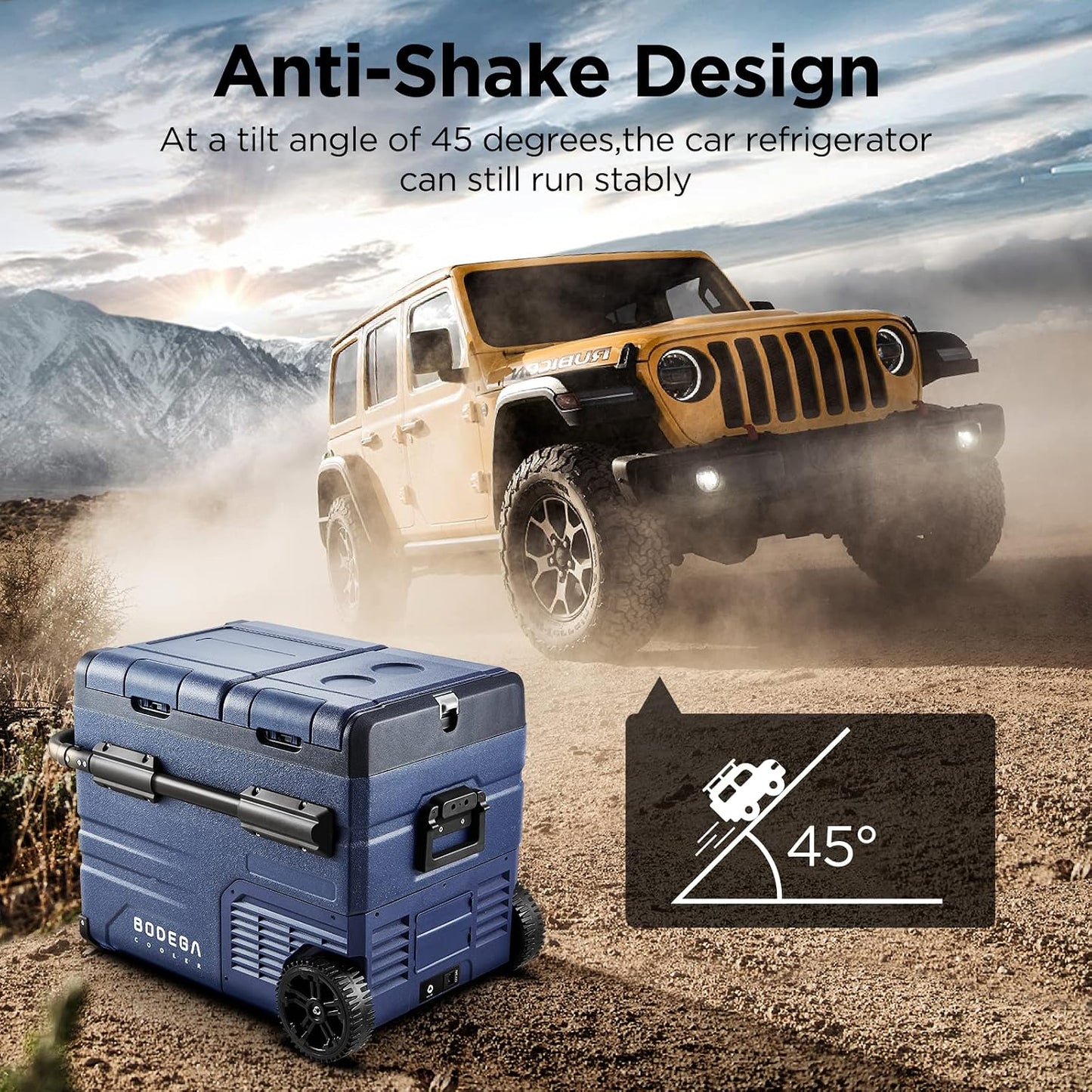 BODEGACOOLER 12V Portable Refrigerator Dual Zone 48 Quart, 45L Portable Car Fridge Freezer, -4℉-68℉℉ Car Cooler WIFI APP Control 12/24V DC and 100-240V AC for Camping,Travel, Home Use