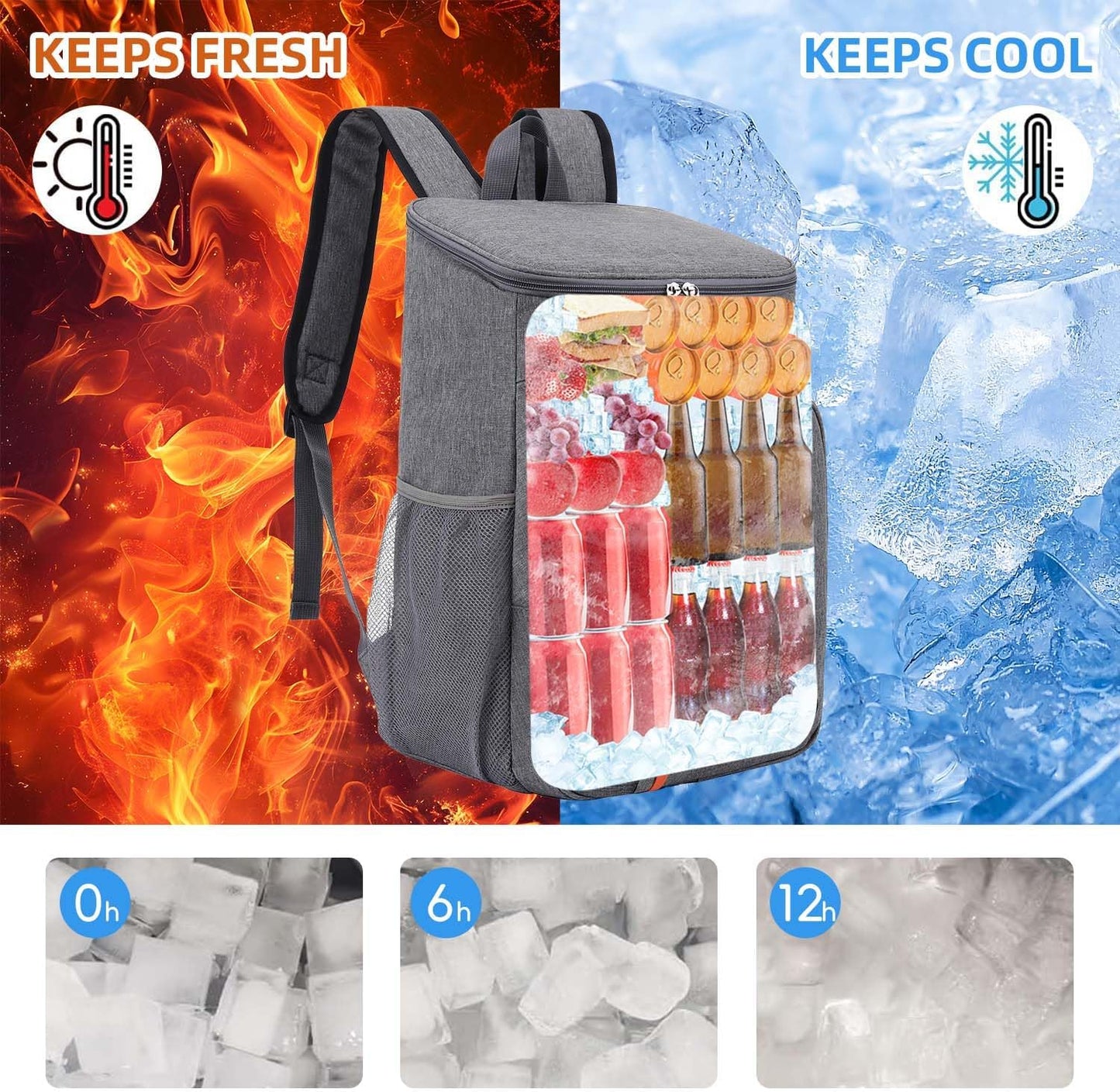 Bagtopia Camping Cooler Backpack 25 Cans, Leak Proof Insulated Thermal Bag, Beach Travel Picnic Lunch Backpack for Men Women