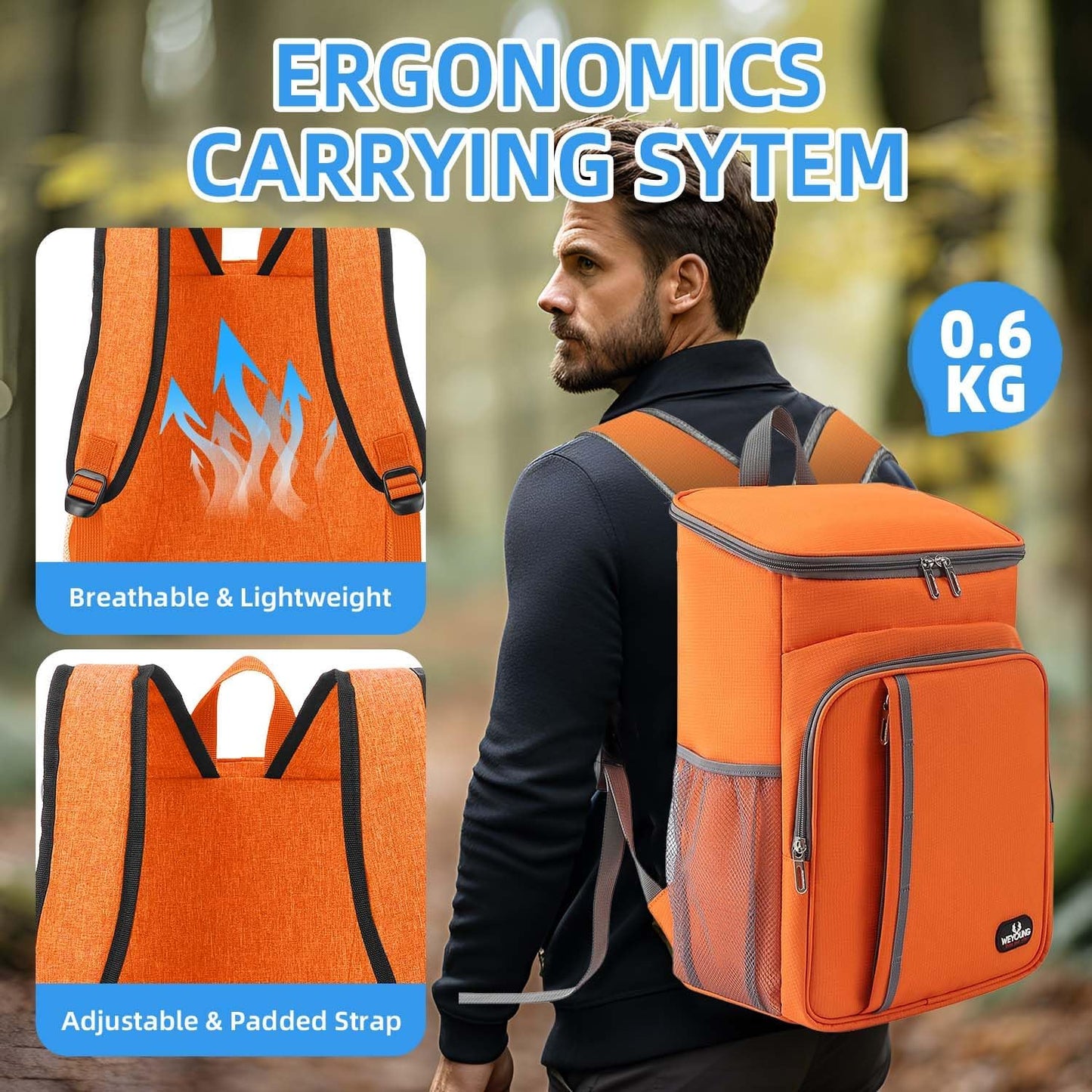 Bagtopia Camping Cooler Backpack 25 Cans, Leak Proof Insulated Thermal Bag, Beach Travel Picnic Lunch Backpack for Men Women