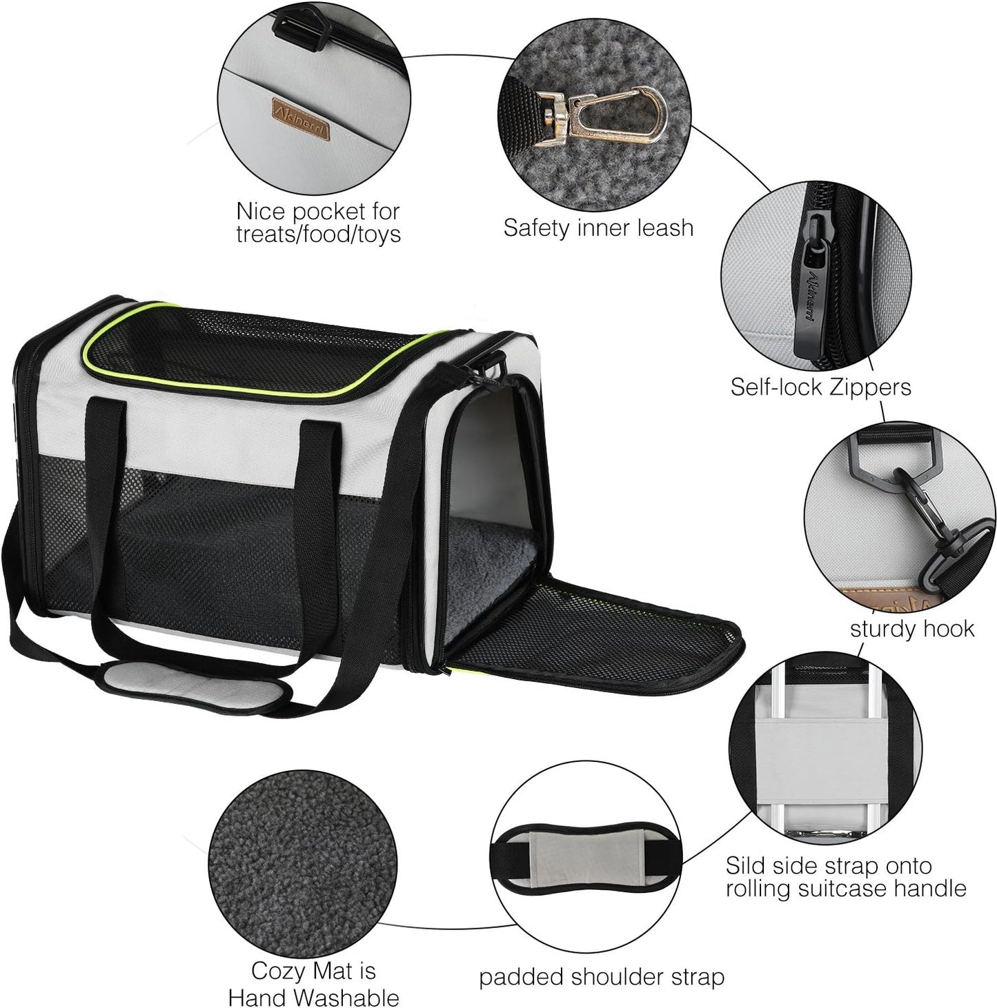 Akinerri Airline Approved Pet Carriers,Soft Sided Collapsible Pet Travel Carrier for Medium Puppy and Cats (Medium, Blue)