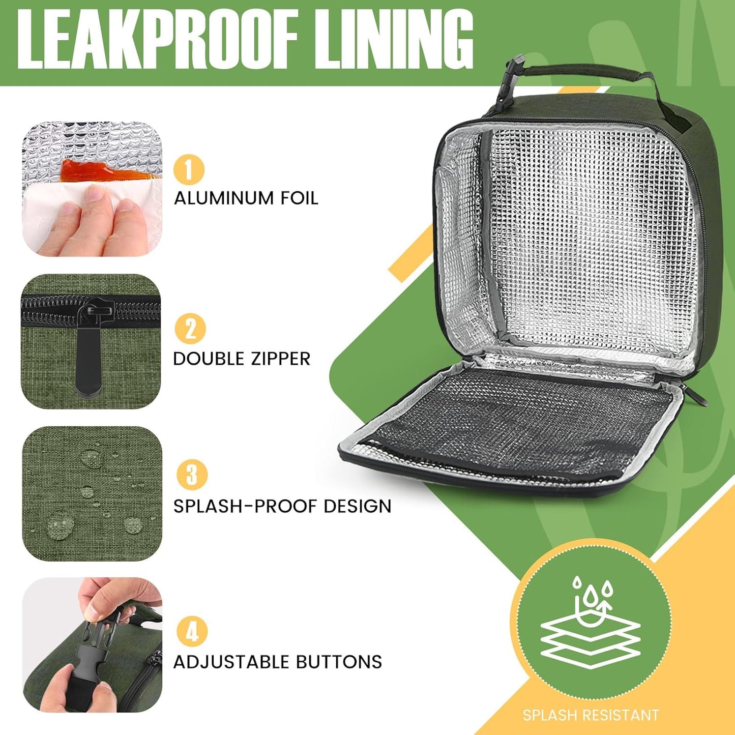 Lunch Bag for Men/Women, Reusable Lunch Box for Adult, Small Insulated Lunch Box, Lunch Tote Bag for Office, Work, Picnic