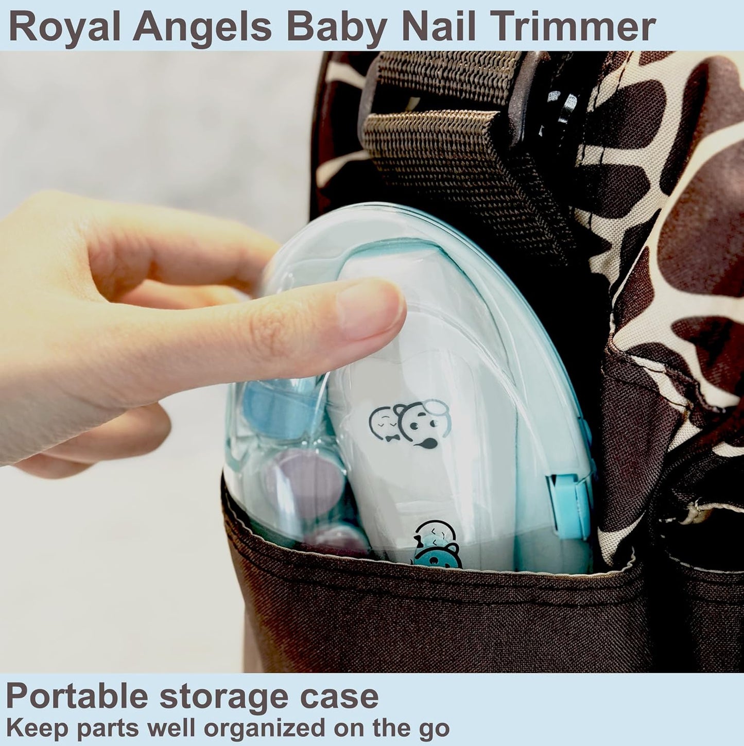 Royal Angels Rechargeable Baby Nail Clippers 20 in 1, Safe Electric Nail Trimmer, Baby Nail Kit, Additional Replacements, Newborn Toddler Toes and Fingernails, Trim and Polish (Rechargeable, Snow)