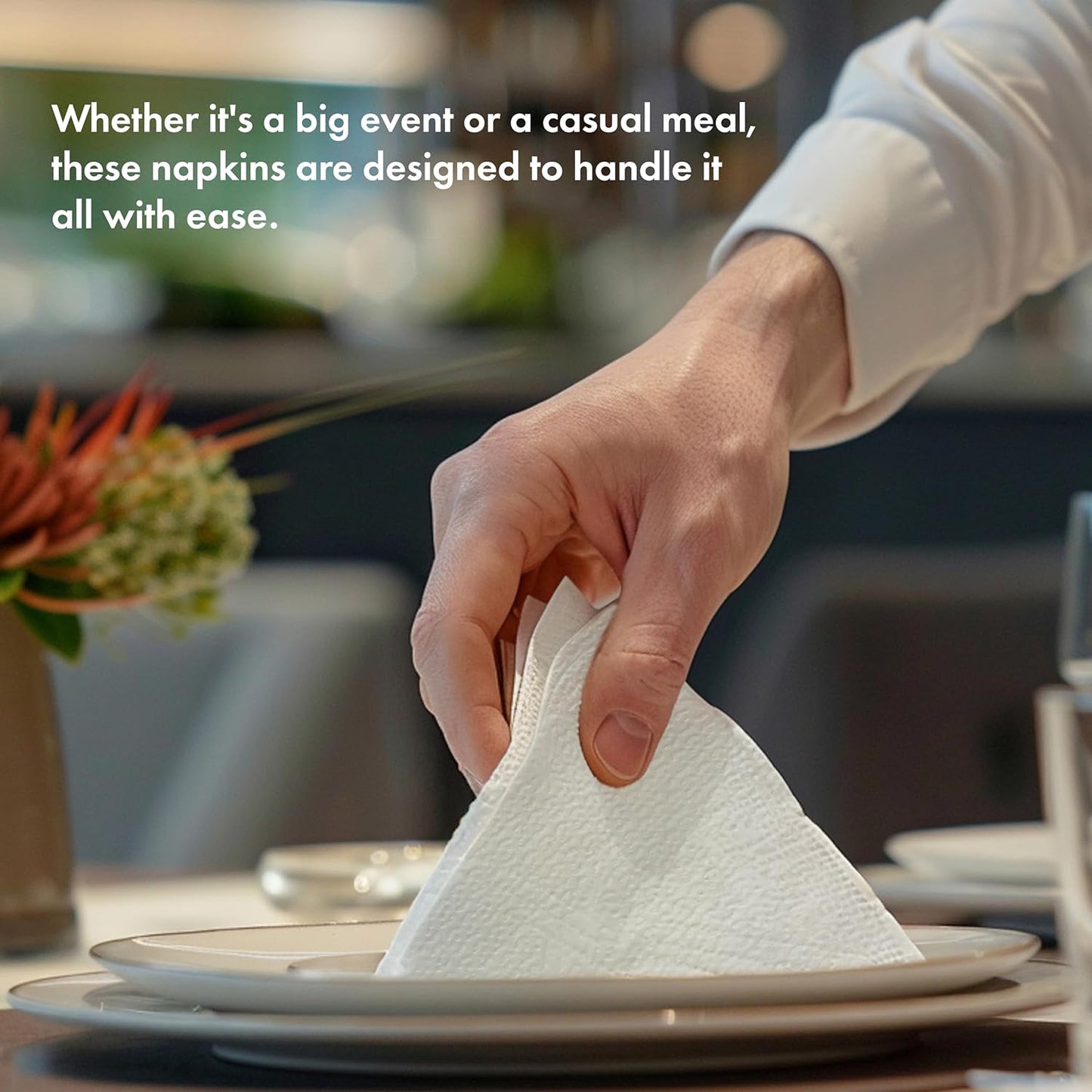 ALIBI Napkin - Soft and Absorbent 500 1-Ply White Lunch - Disposable Multi-Purpose Paper for Everyday Use, Events, and Parties - Versatile and Convenient