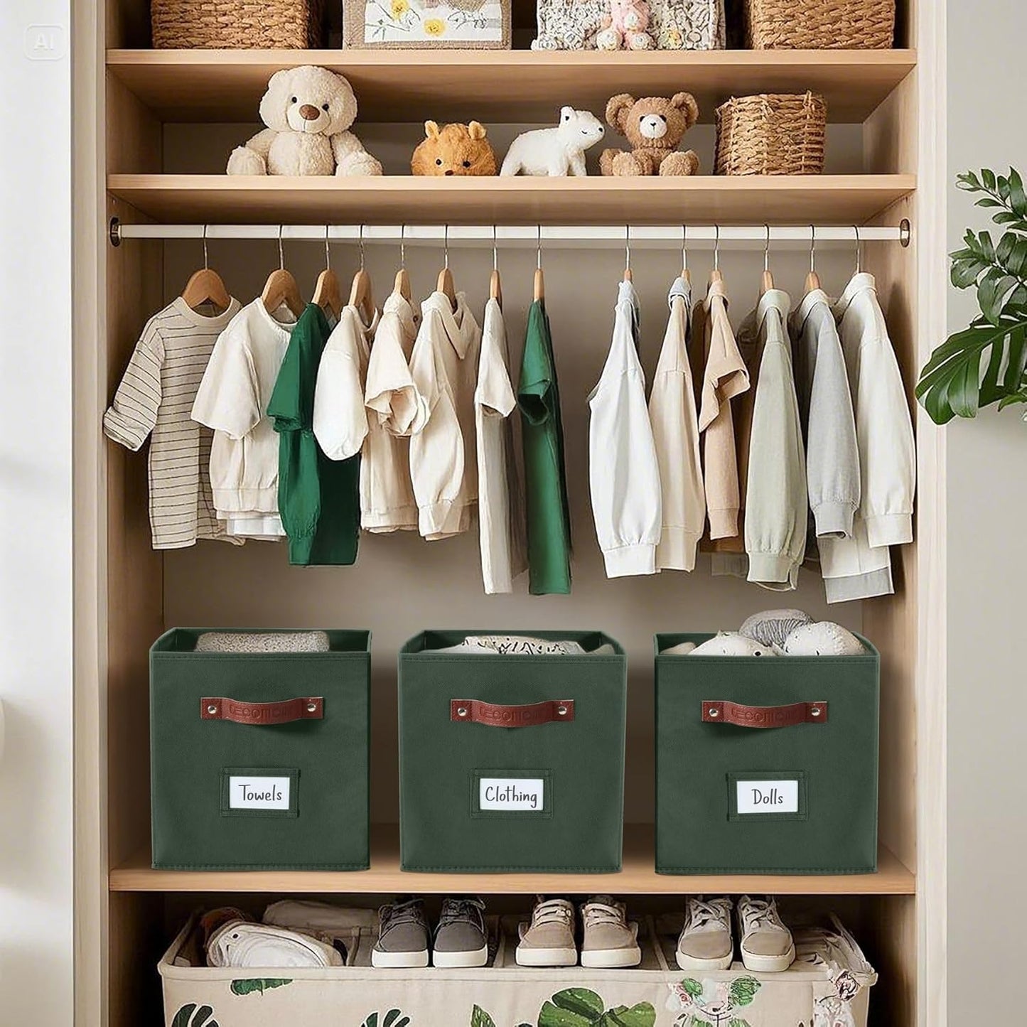 DECOMOMO Cube Storage Bin, Storage Cubes with Labels, Baskets for Shelves Kallax Linen Closet Organizers (Cube 10.5x11"/ 6pcs, Black)