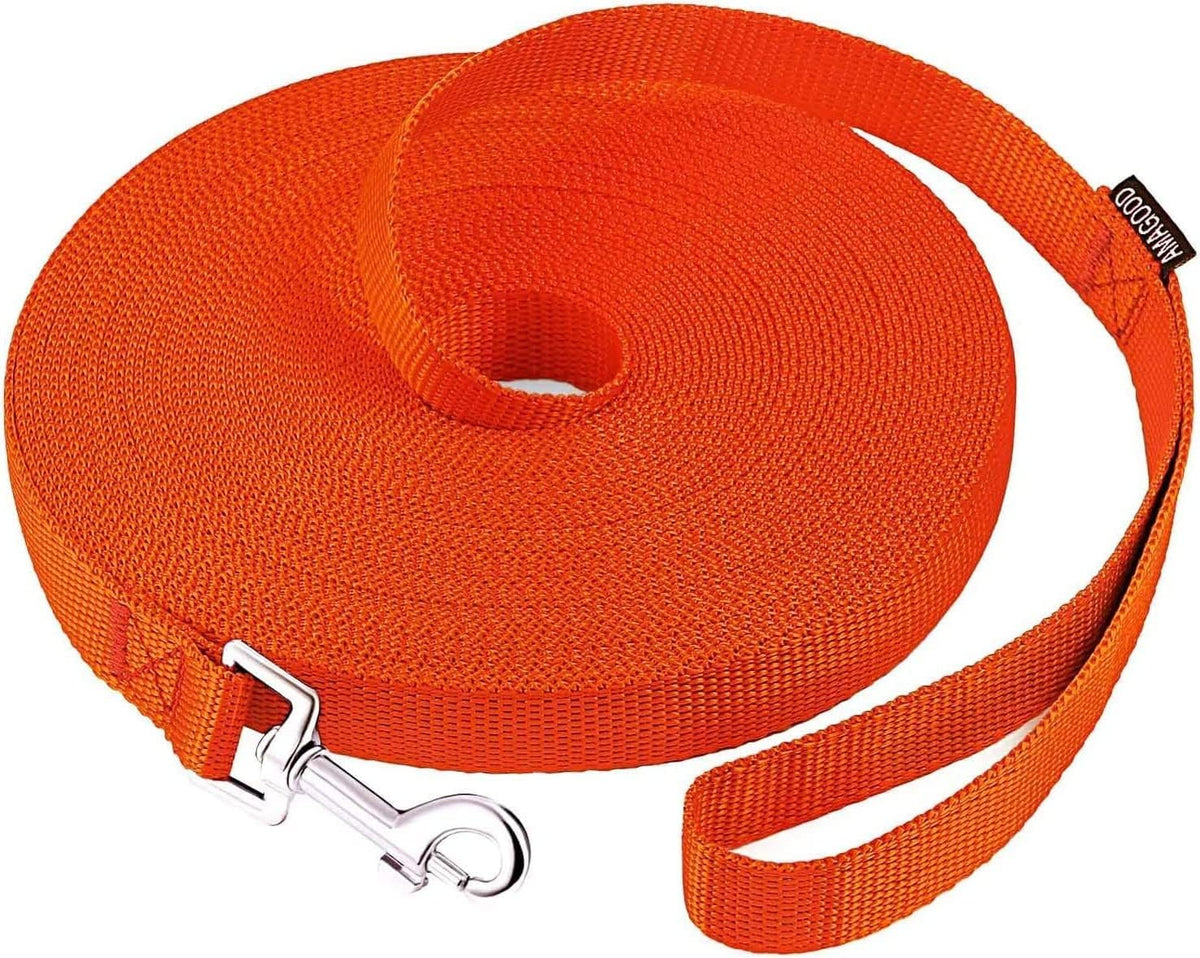 AMAGOOD Dog/Puppy Obedience Recall Training Agility Lead-15 ft 20 ft 30 ft 50 ft Long Leash-for Dog Training,Tie Out,Play,Safety,Camping (15 feet, Black) - PuriLite