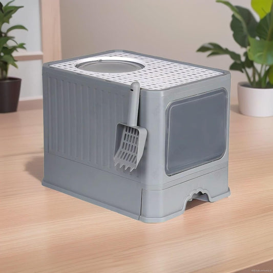 Foldable Cat Litter Box, Acotsun Extra Large Front Entry Enclosed Cat Potty, Top Entry Anti-Splashing Cat Toilet, Litter Cat Box