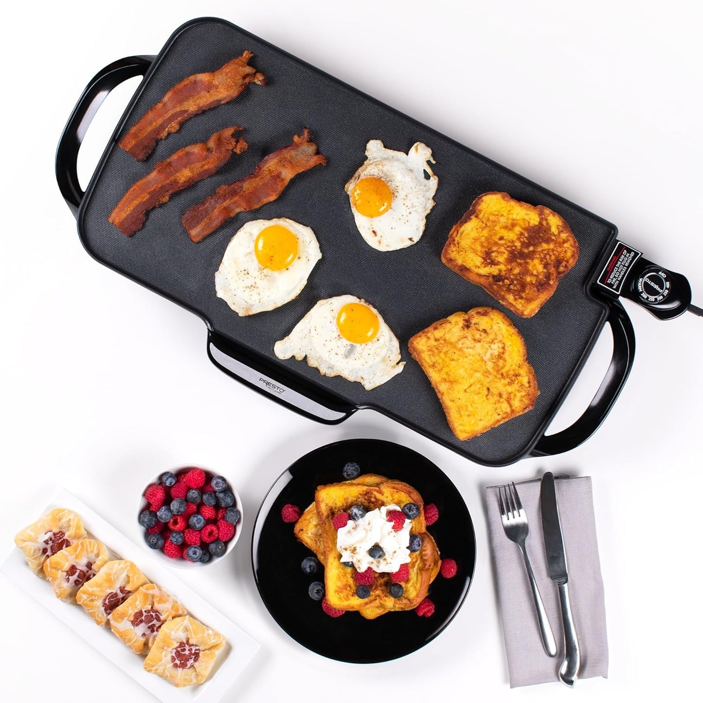 Presto 07061 22-Inch Electric Griddle with Removable Handles, Black