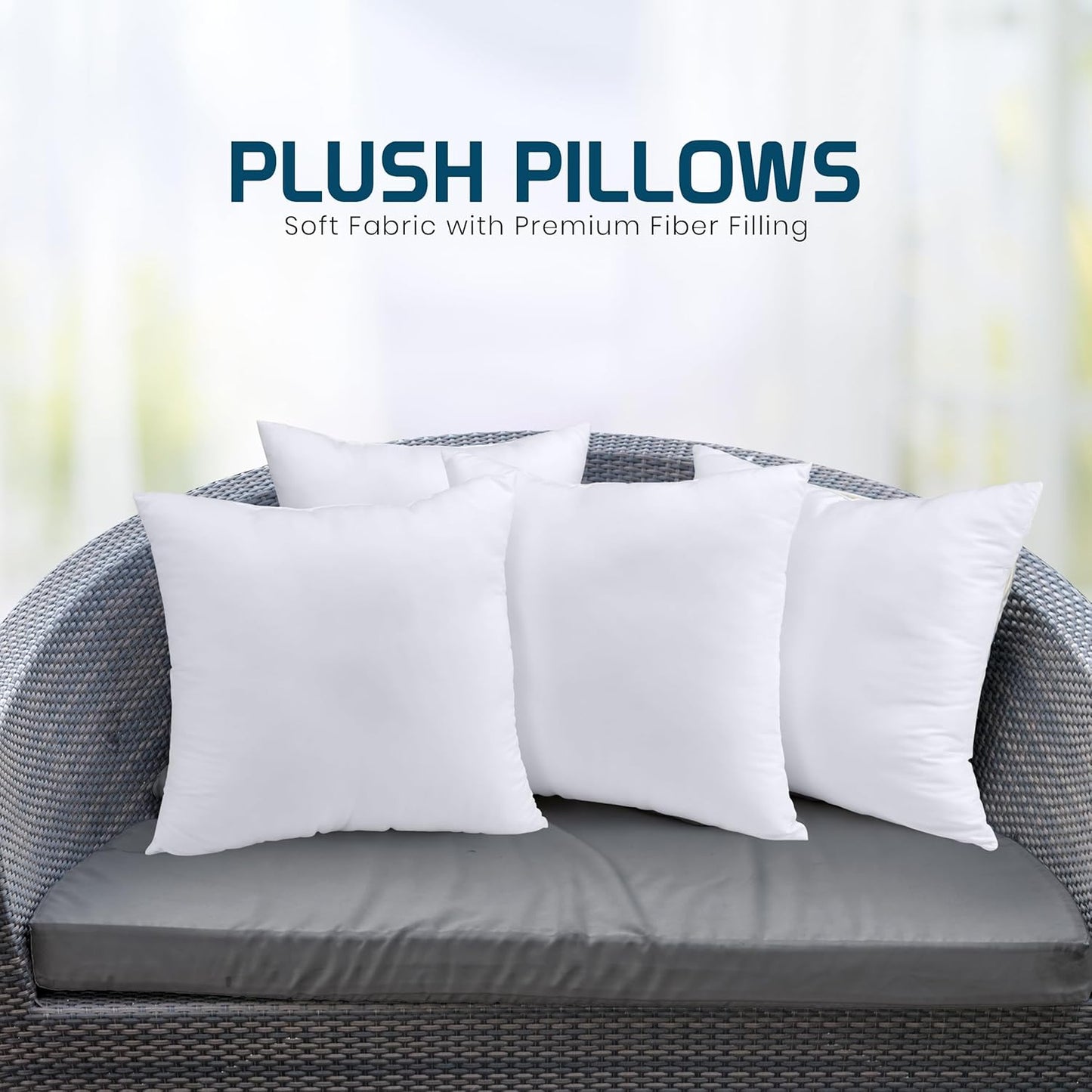 Utopia Bedding Throw Pillows (Set of 4, White), 18 x 18 Inches Pillows for Sofa, Bed and Couch Decorative Stuffer Pillow
