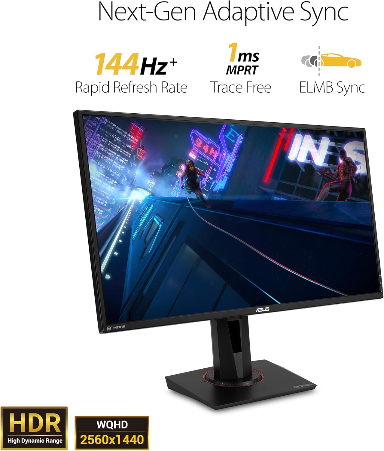ASUS TUF Gaming 27” 1440P Gaming Monitor (VG27AQM1A) - QHD (2560x1440), 260Hz, 1ms, Fast IPS, ELMB Sync, Freesync Premium, G-Sync compatible, Variable Overdrive, 90%DCI-P3, DisplayHD 400, 3yr warranty