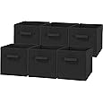 DECOMOMO Cube Storage Bin, Storage Cubes with Labels, Baskets for Shelves Kallax Linen Closet Organizers (Cube 10.5x11"/ 6pcs, Black)