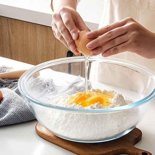 Glass Mixing Bowl Set with Lids, 4 Pieces Glass Salad Bowl Set with Lids (0.6QT, 1.1QT, 2.2QT,4QT) High Brosilicate Microwave Bowls for Kitchen Baking, Prepping Serving and Storage, Great Gift