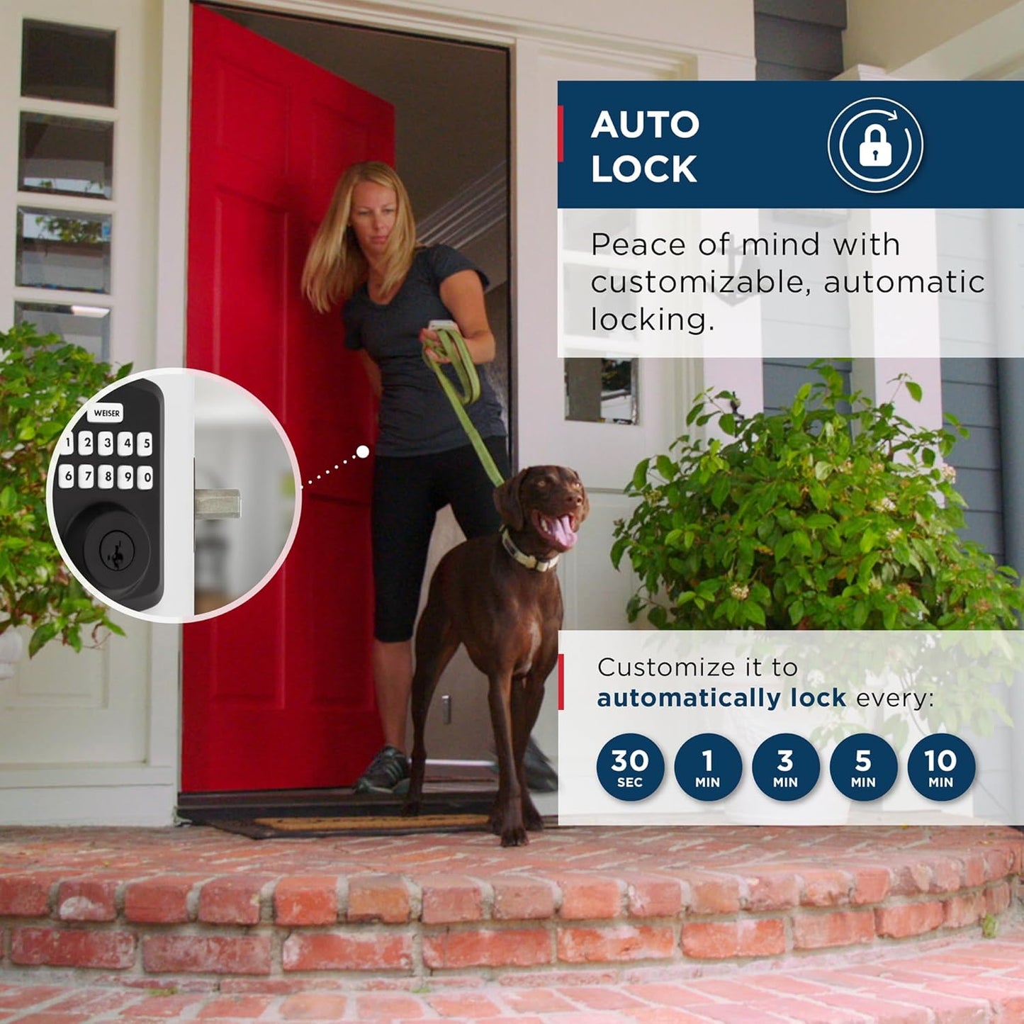 Weiser Powerbolt 3 Matte Black Keyless Entry Door Lock/Deadbolt Lock, 10-Button Keypad Door Lock with Auto Lock and 12-Month Battery Life, Electronic Door Locks for Front Door, Home Décor