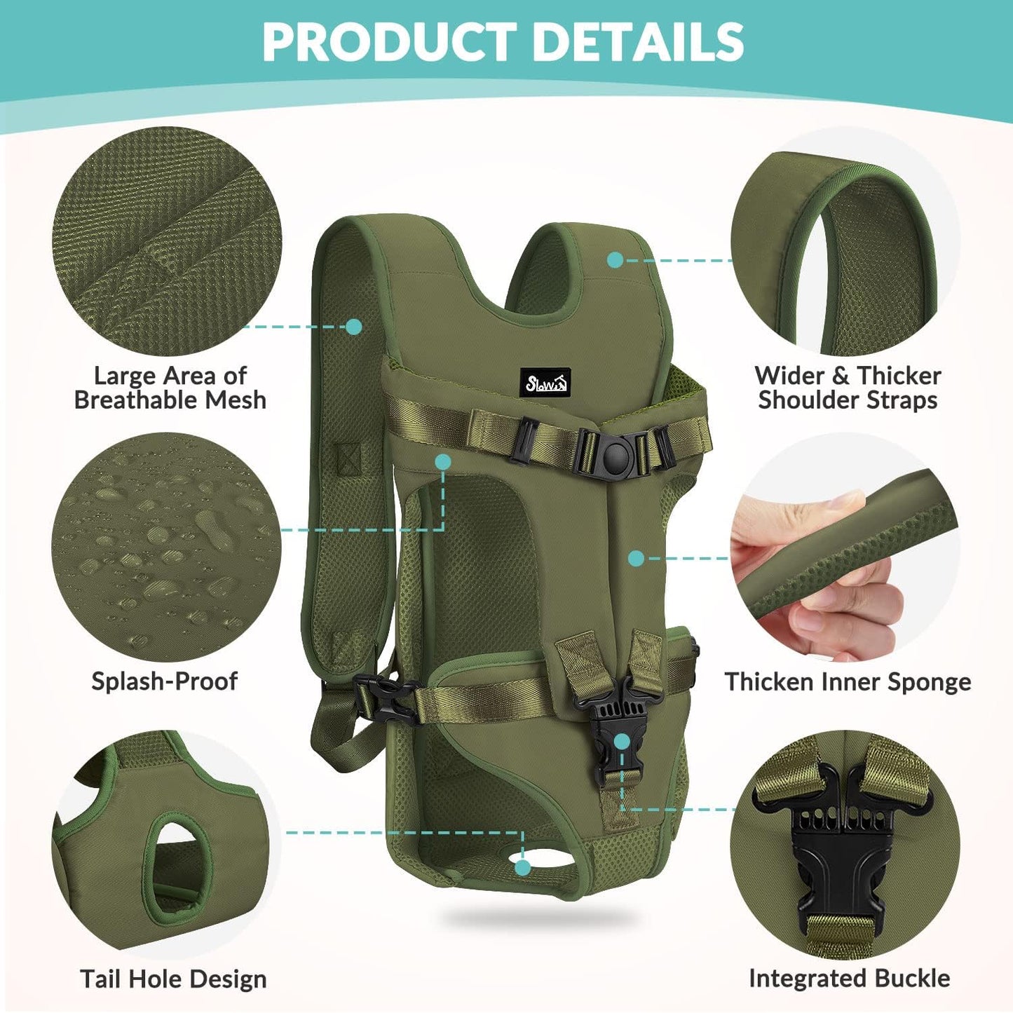 SlowTon Dog Carrier Backpack for Small Medium Dogs, Legs Out & Easy-Fit Dog Cat Puppy Front Carriers Bag for Pet Up to 35lbs, Adjustable Breathable Pet Backpack for Traveling Camping Hiking